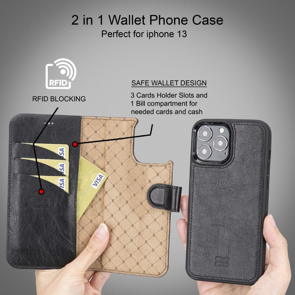 Magic iPhone 13 Series Detachable Leather Wallet Cases - MW