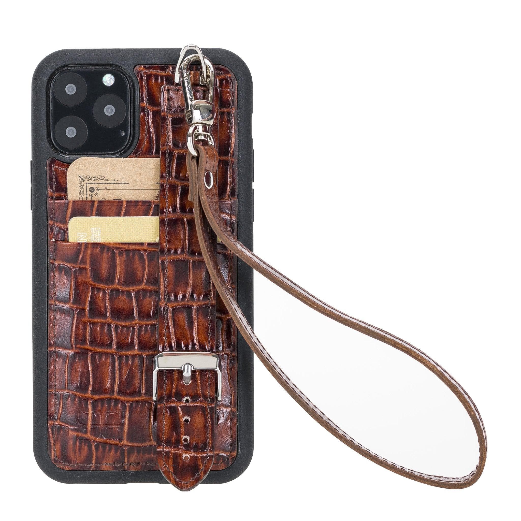 Flex Cover Card Holder iPhone 11 Series Genuine Leather Back Cover with Hand Strap / FX-CC-HA