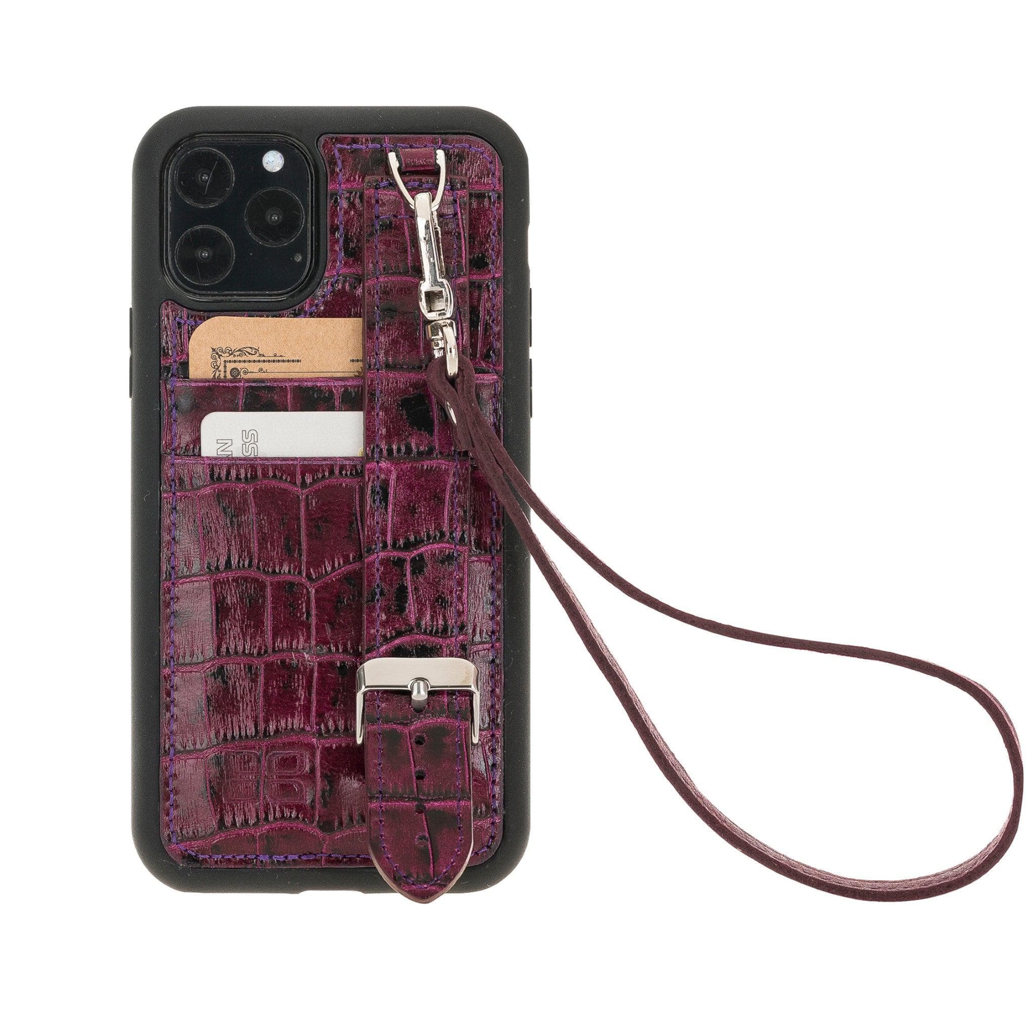 Flex Cover Card Holder iPhone 11 Series Genuine Leather Back Cover with Hand Strap / FX-CC-HA