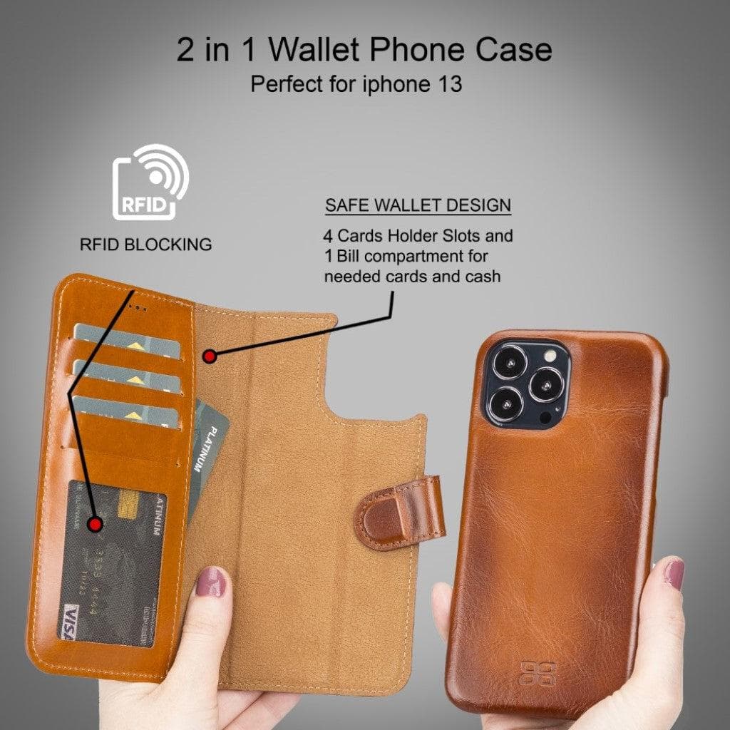 F360 Magic Wallet iPhone 13 Series Genuine Leather Detachable Wallet Case