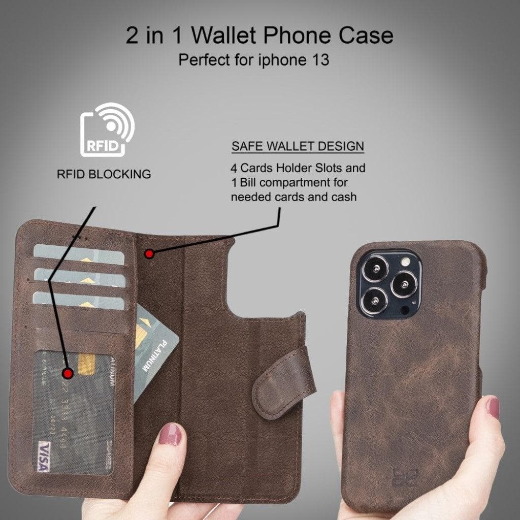 F360 Magic Wallet iPhone 13 Series Genuine Leather Detachable Wallet Case