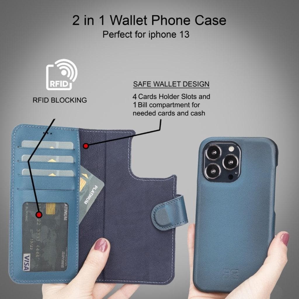 F360 Magic Wallet iPhone 13 Series Genuine Leather Detachable Wallet Case