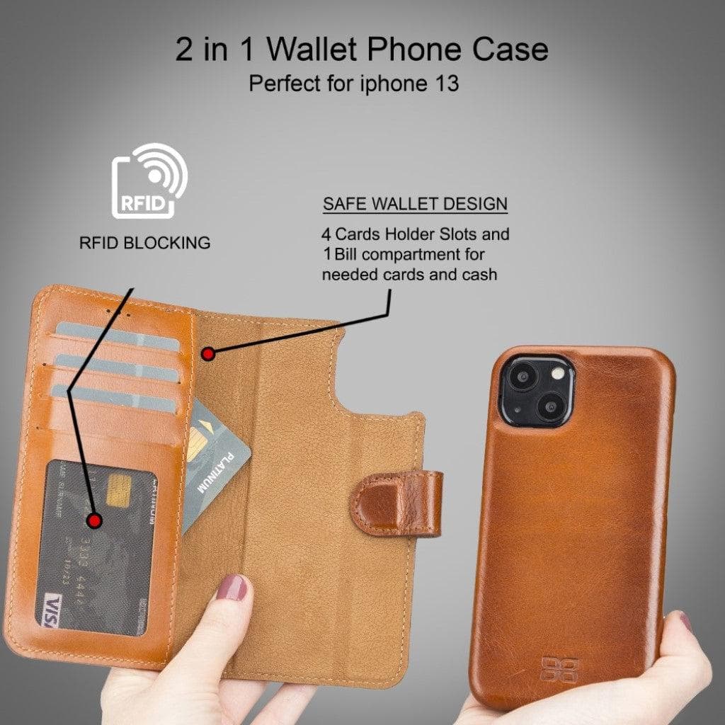 F360 Magic Wallet iPhone 13 Series Genuine Leather Detachable Wallet Case