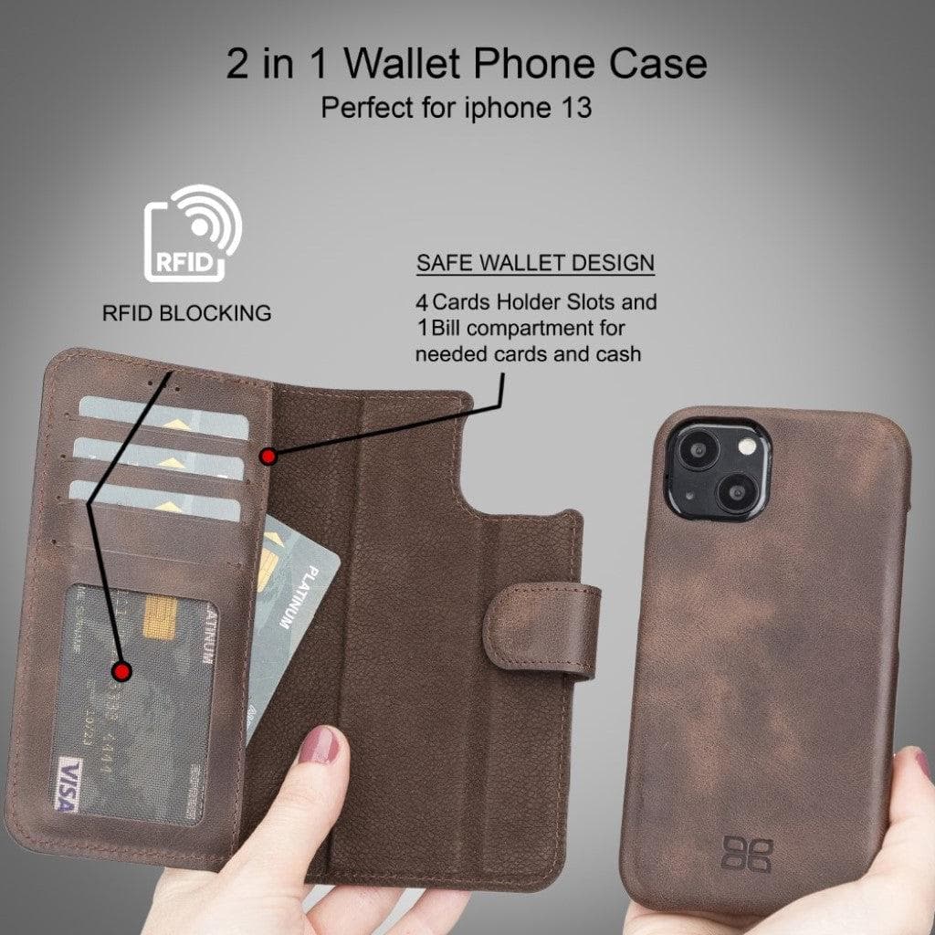 F360 Magic Wallet iPhone 13 Series Genuine Leather Detachable Wallet Case