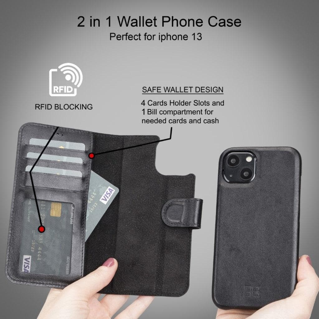 F360 Magic Wallet iPhone 13 Series Genuine Leather Detachable Wallet Case