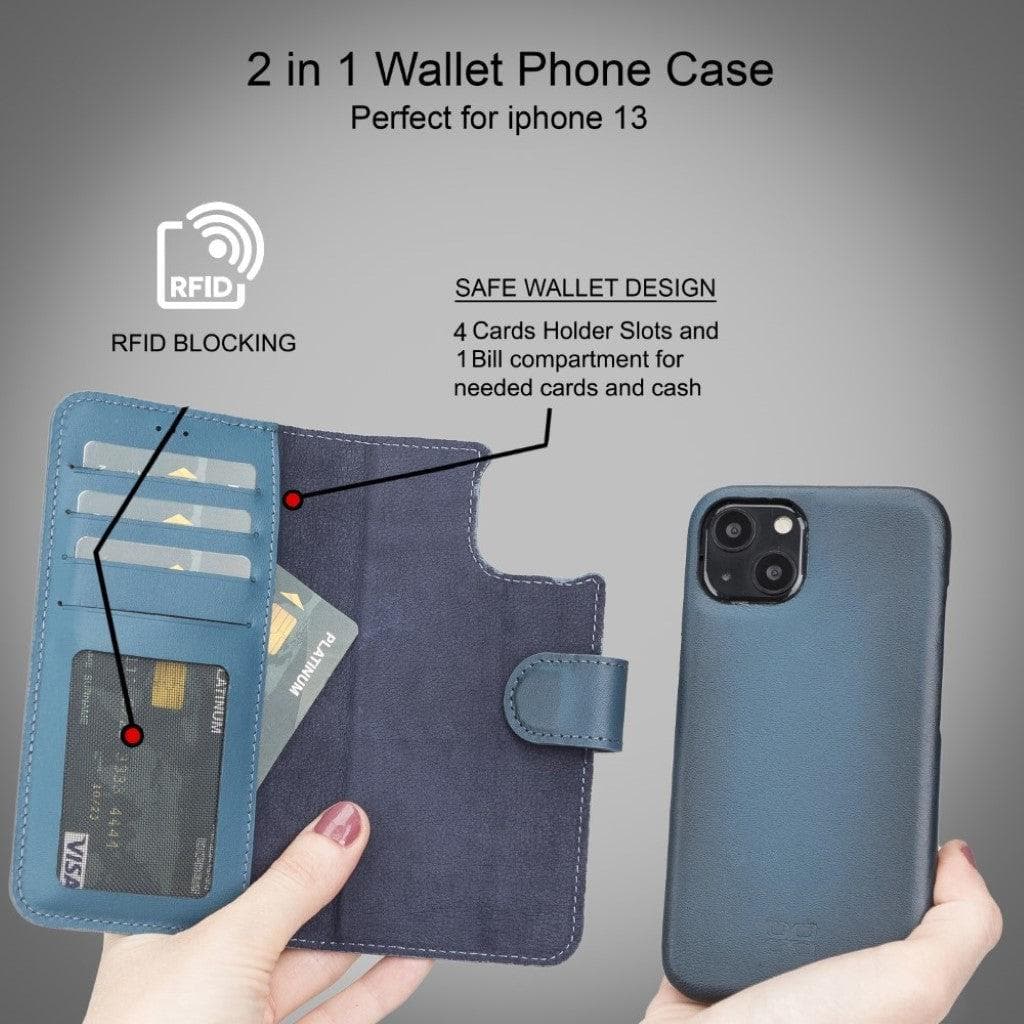 F360 Magic Wallet iPhone 13 Series Genuine Leather Detachable Wallet Case