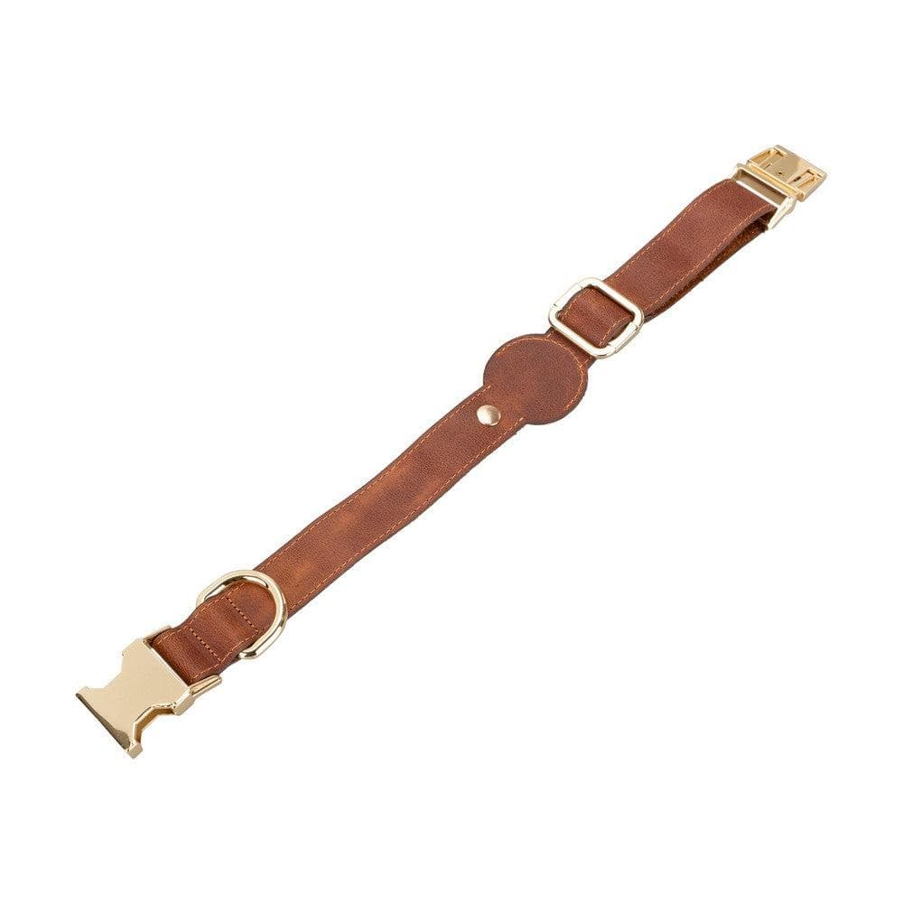 Dog Collar Genuine Leather Collar Apple AirTag Compatible Slot, 50cm Adjustable Size