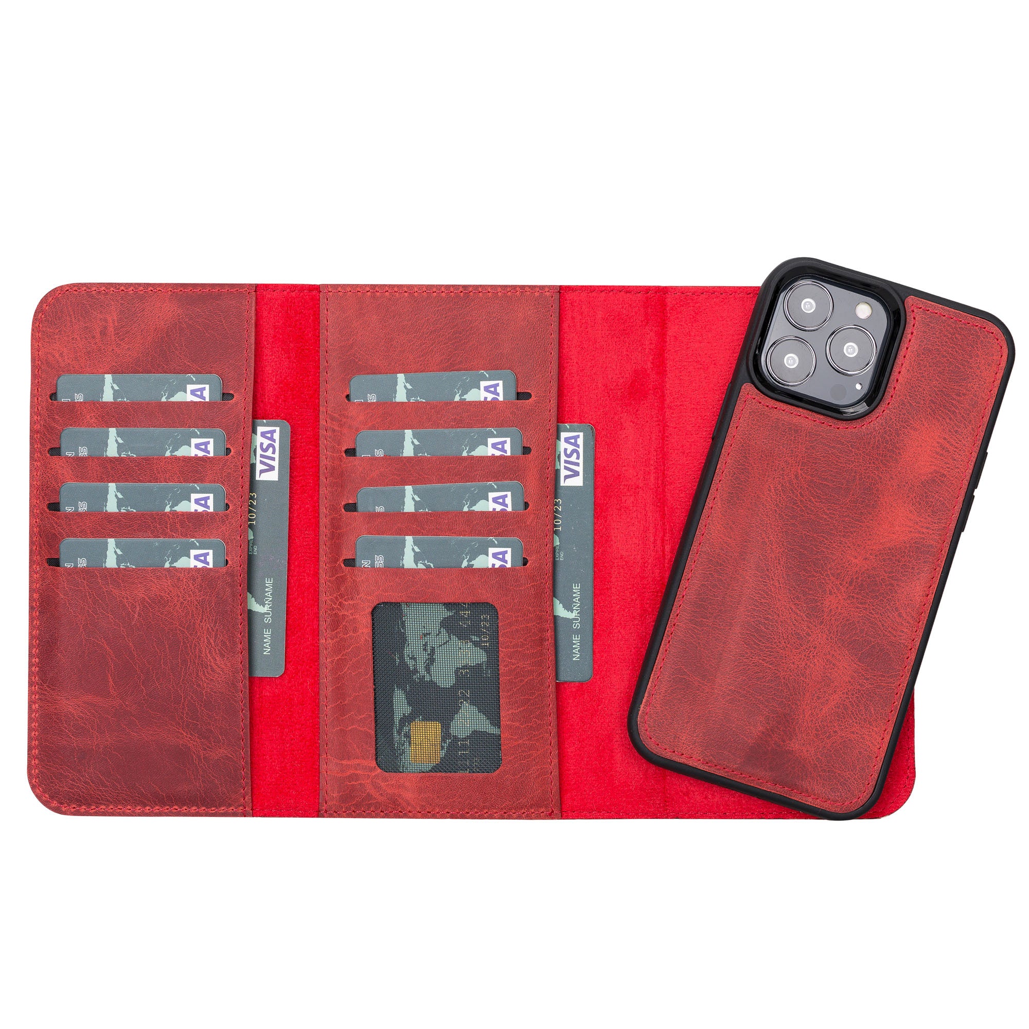 Santa iPhone 13 Series Magnetic Detachable Genuine Leather Wallet Case