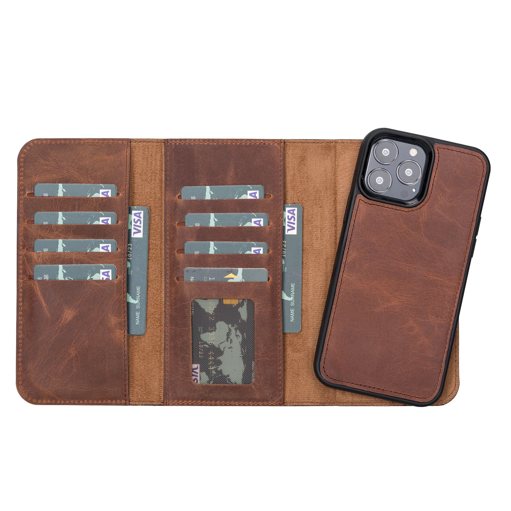 Santa iPhone 13 Series Magnetic Detachable Genuine Leather Wallet Case