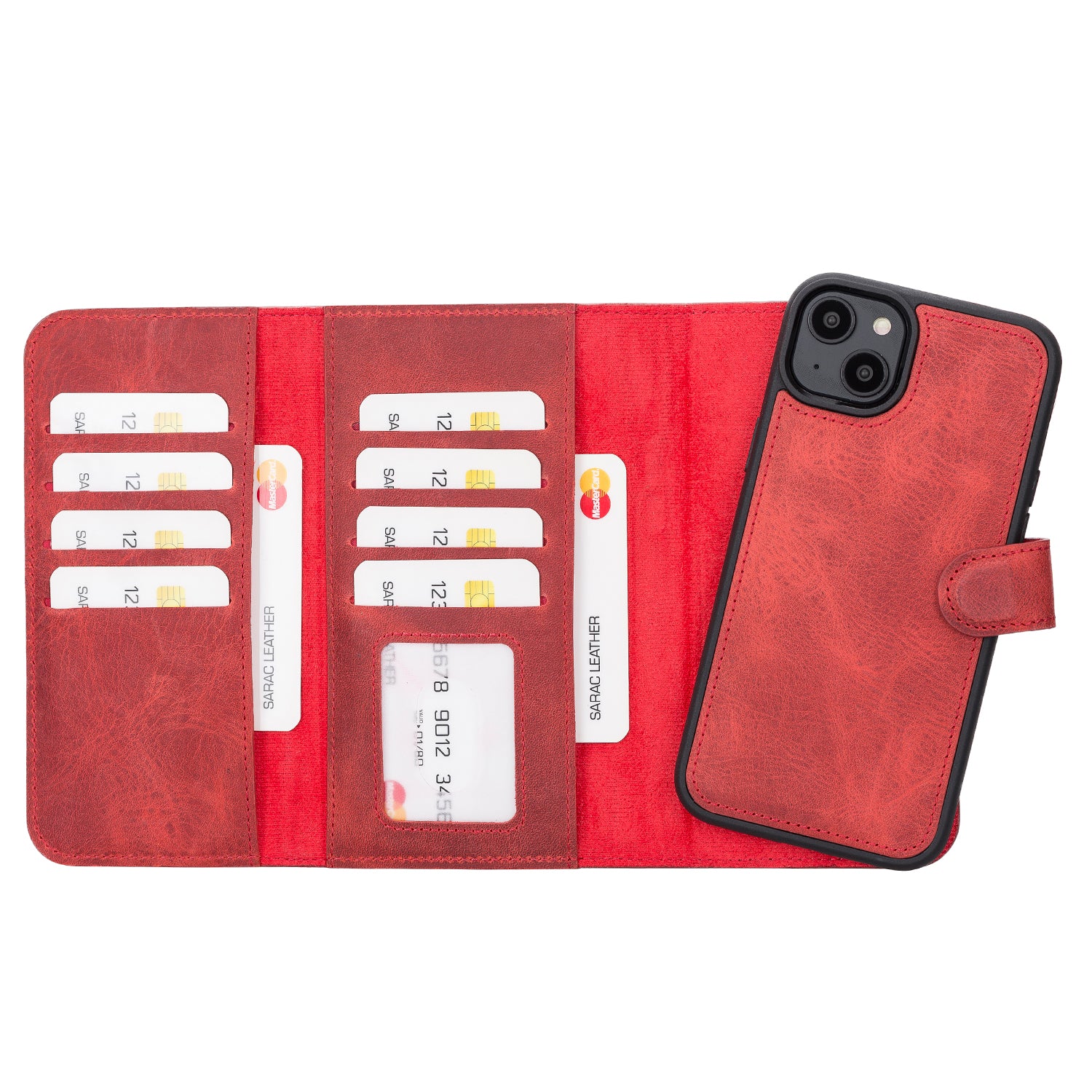 Santa iPhone 14 Series Magnetic Detachable Genuine Leather Wallet Case