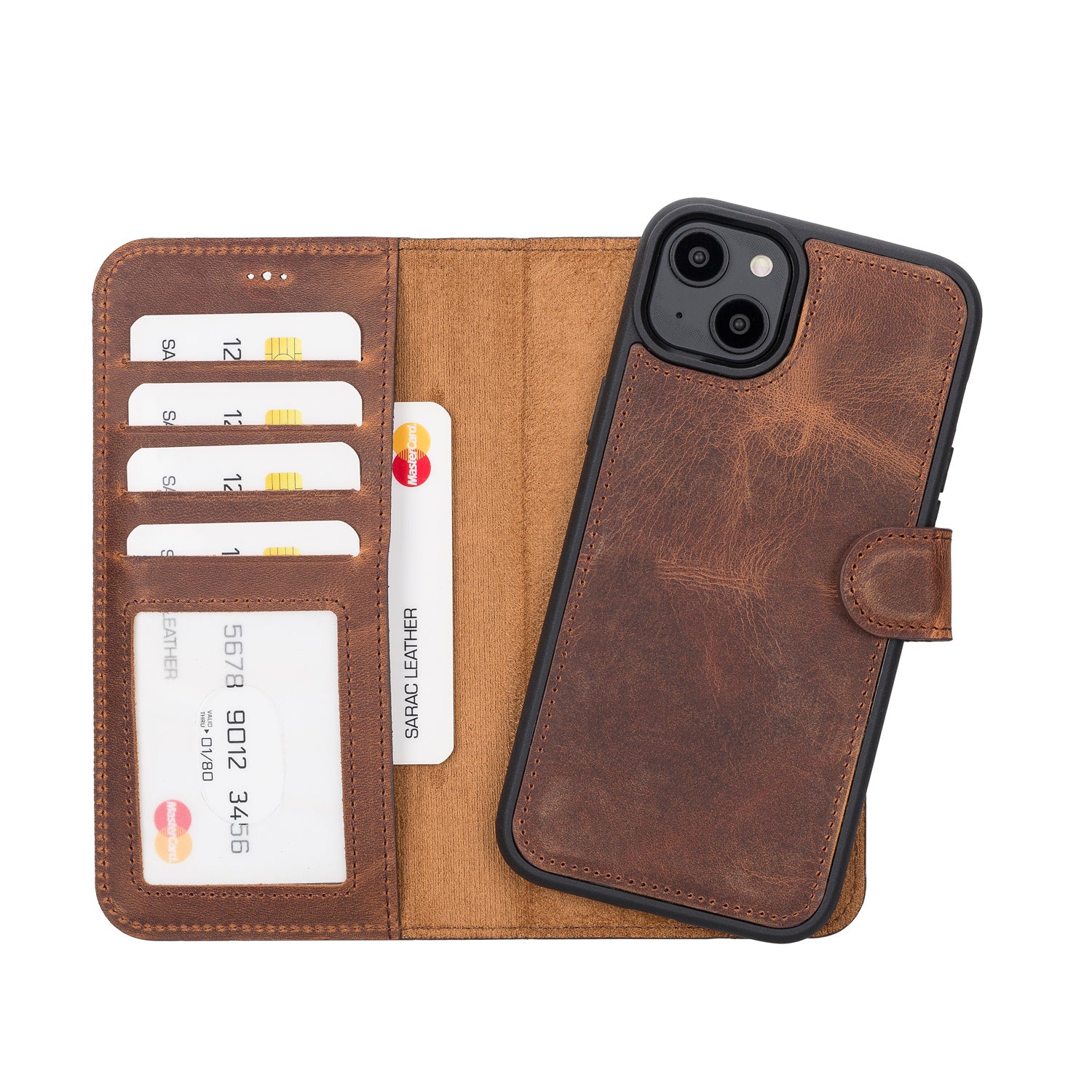 Liluri iPhone 14 Series Magnetic Detachable Genuine Leather Wallet Case