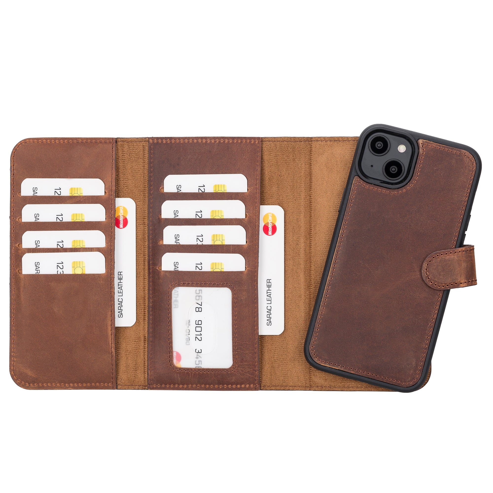 Santa iPhone 14 Series Magnetic Detachable Genuine Leather Wallet Case