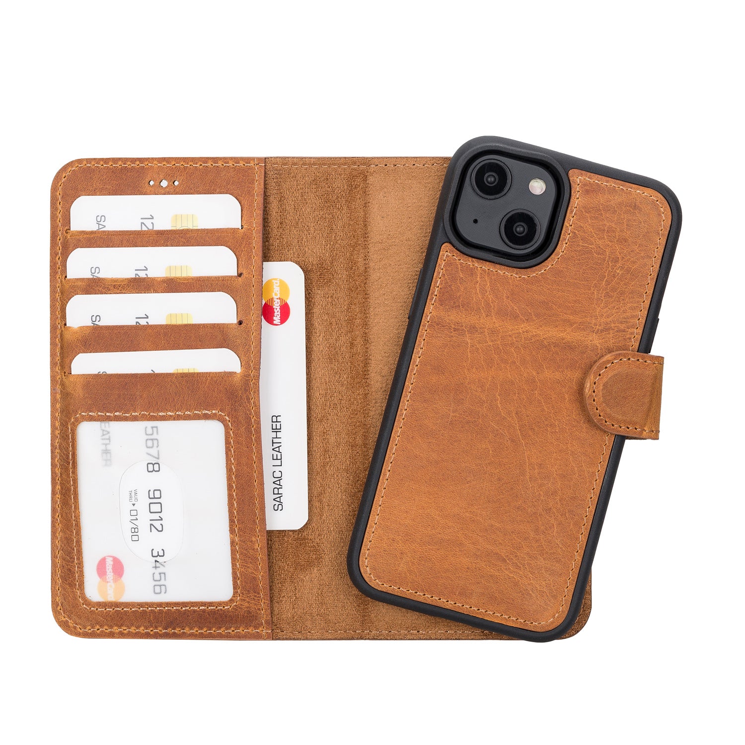 Liluri iPhone 14 Series Magnetic Detachable Genuine Leather Wallet Case