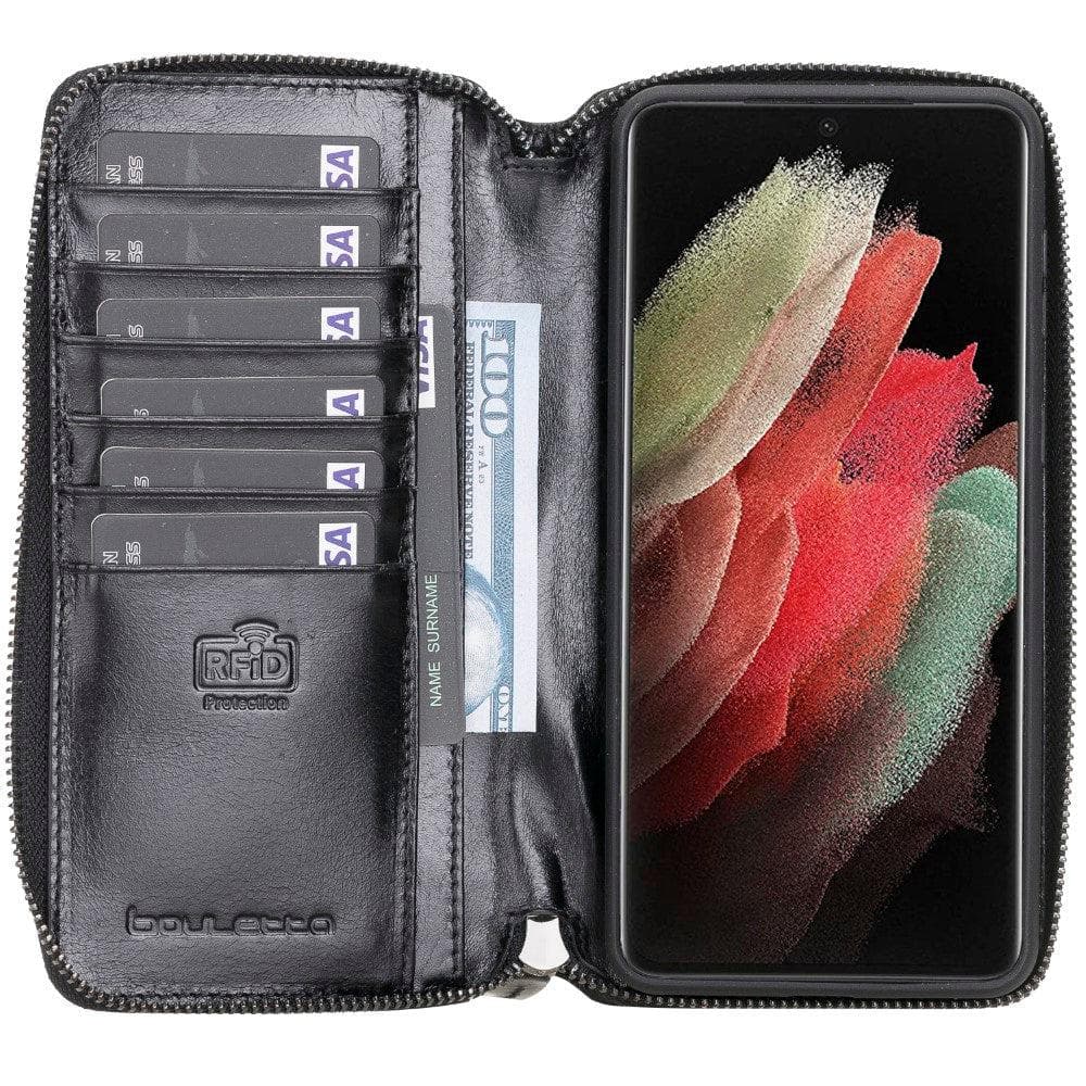 Pouch Magic Wallet Samsung Galaxy S21 Series Detachable and Zipper Genuine Leather Wallet Case - PMW