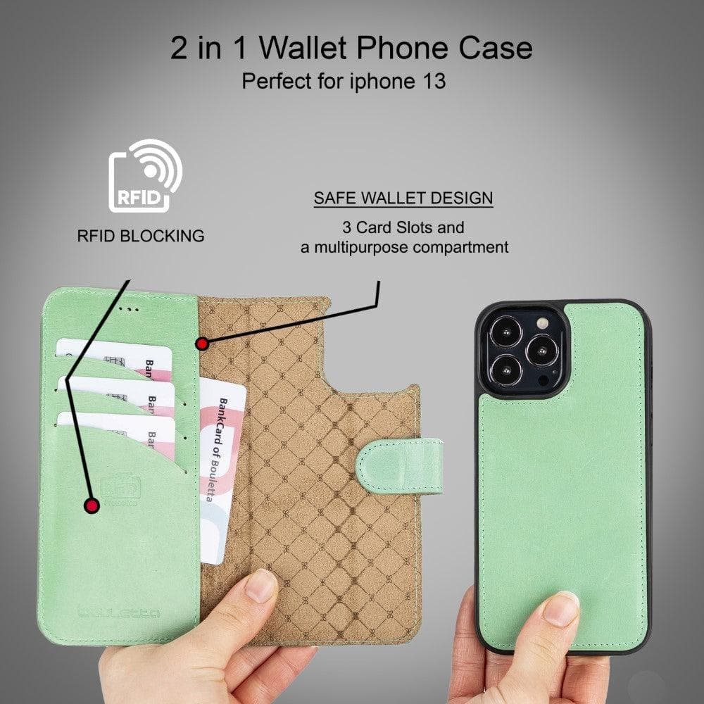 Magic iPhone 13 Series Detachable Colorful Leather Wallet Cases - MW