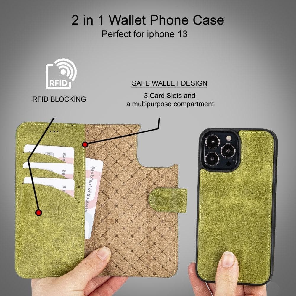 Magic iPhone 13 Series Detachable Colorful Leather Wallet Cases - MW