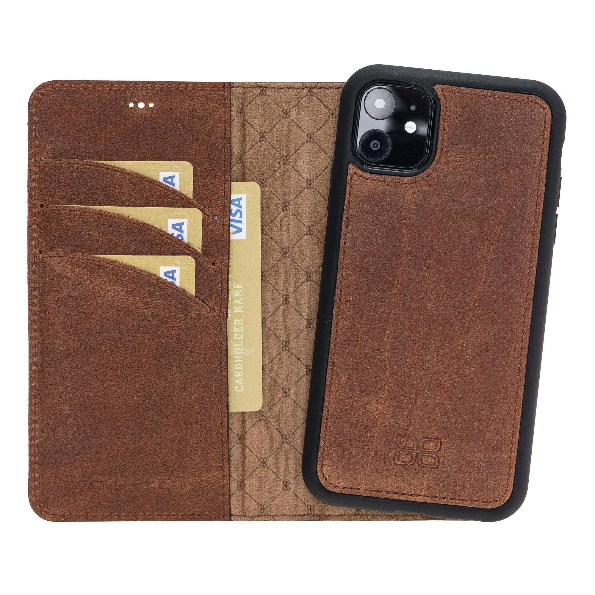 Magic iPhone 11 Series Detachable Genuine Leather Wallet Case - MW