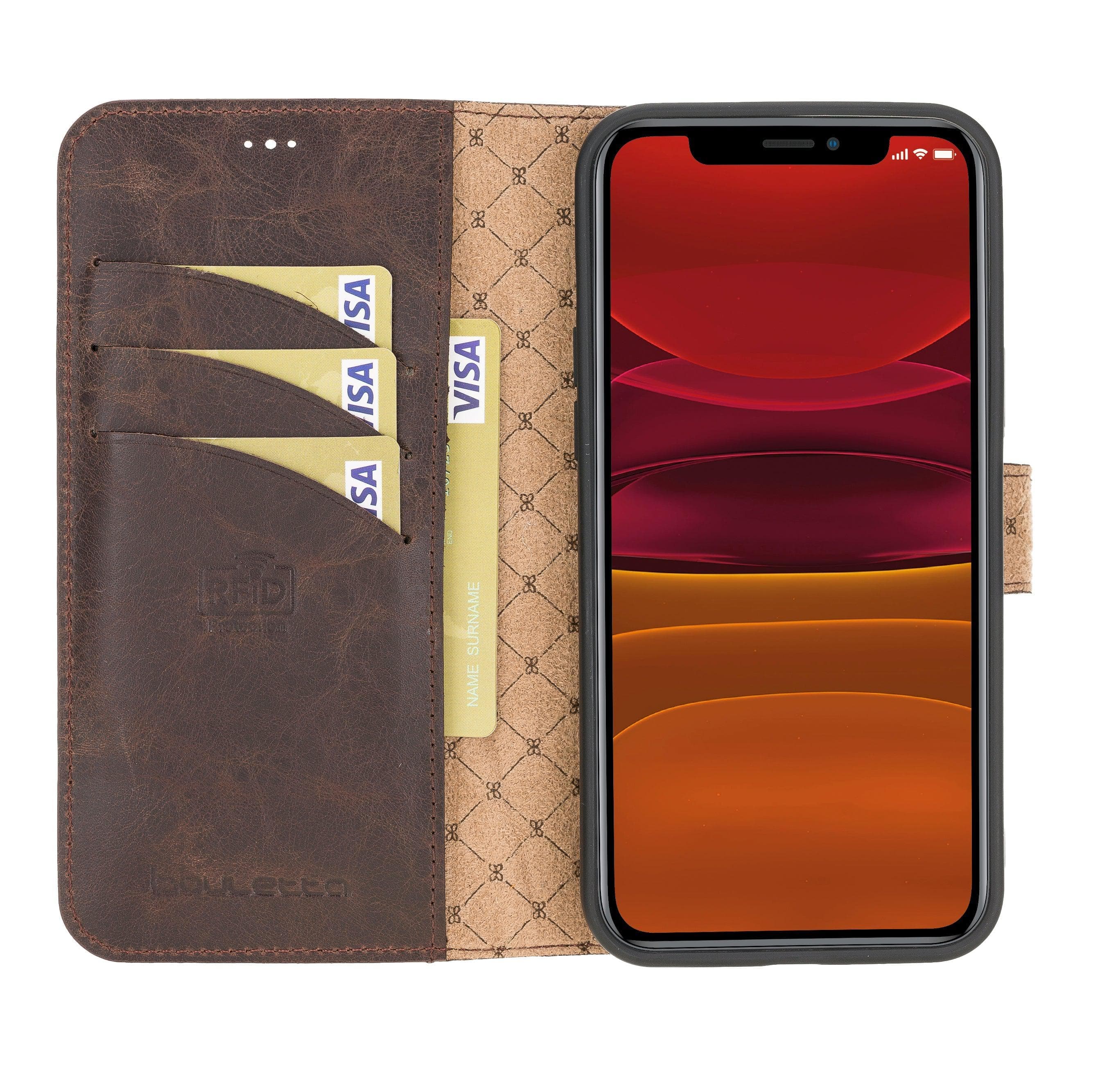 Non Detachable Leather Wallet Cases for Apple iPhone 12 Series