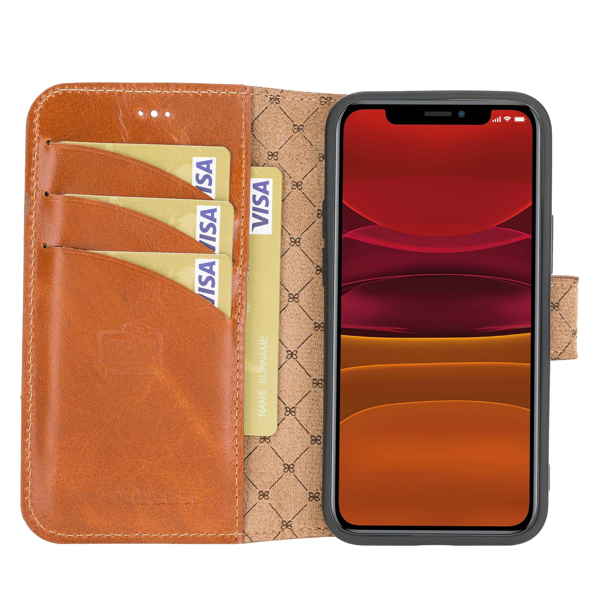 Non Detachable Leather Wallet Cases for Apple iPhone 12 Series