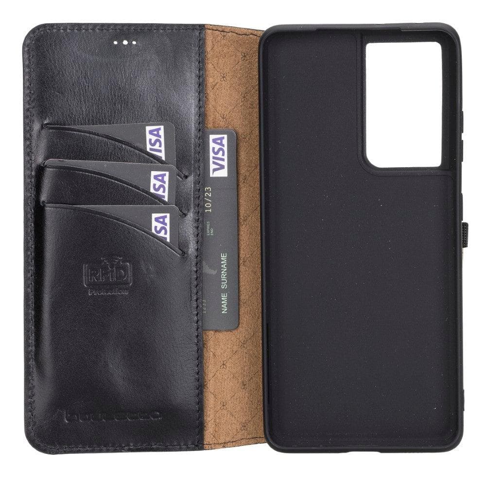 Non-Detachable Leather Wallet Cases for Samsung Galaxy S21 Series