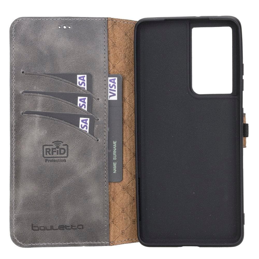 Non-Detachable Leather Wallet Cases for Samsung Galaxy S21 Series