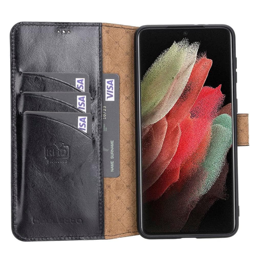 Non-Detachable Leather Wallet Cases for Samsung Galaxy S21 Series