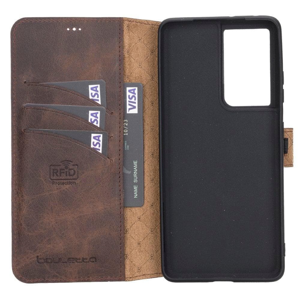 Non-Detachable Leather Wallet Cases for Samsung Galaxy S21 Series