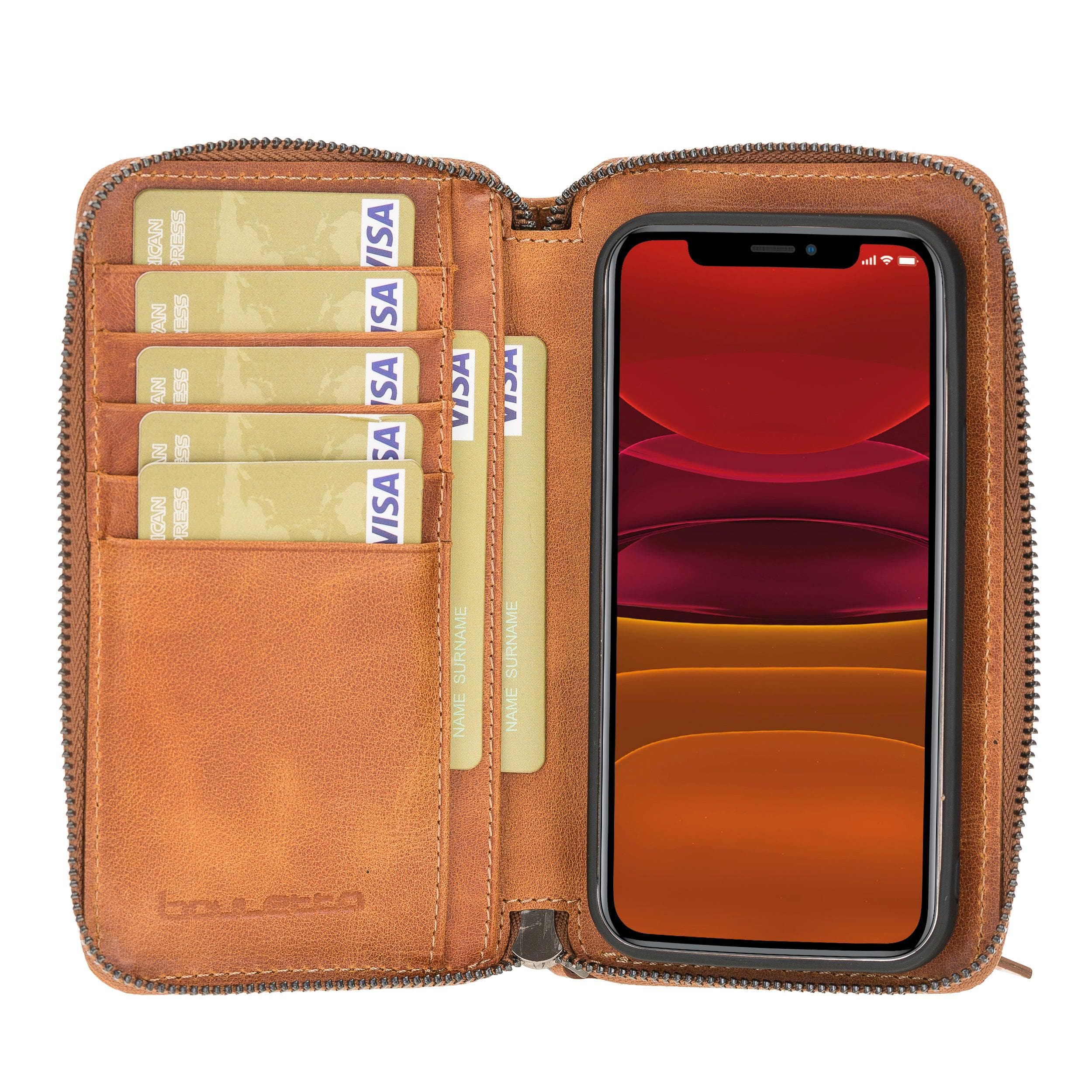 Pouch Magic Wallet iPhone 12 Series Detachable and Zipper Genuine Leather Wallet Case - PMW