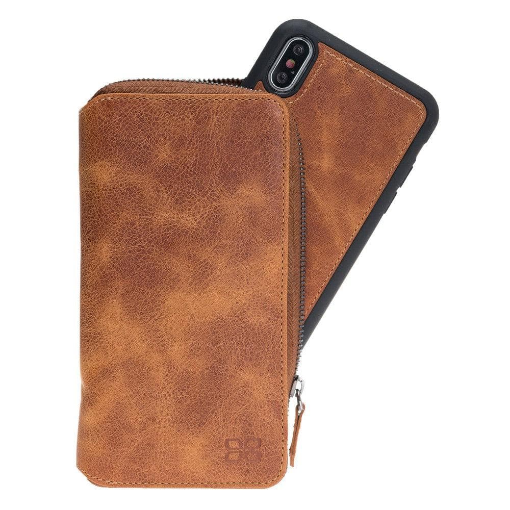 Pouch Zippered Detachable Leather Wallet Case for Apple iPhone X Series