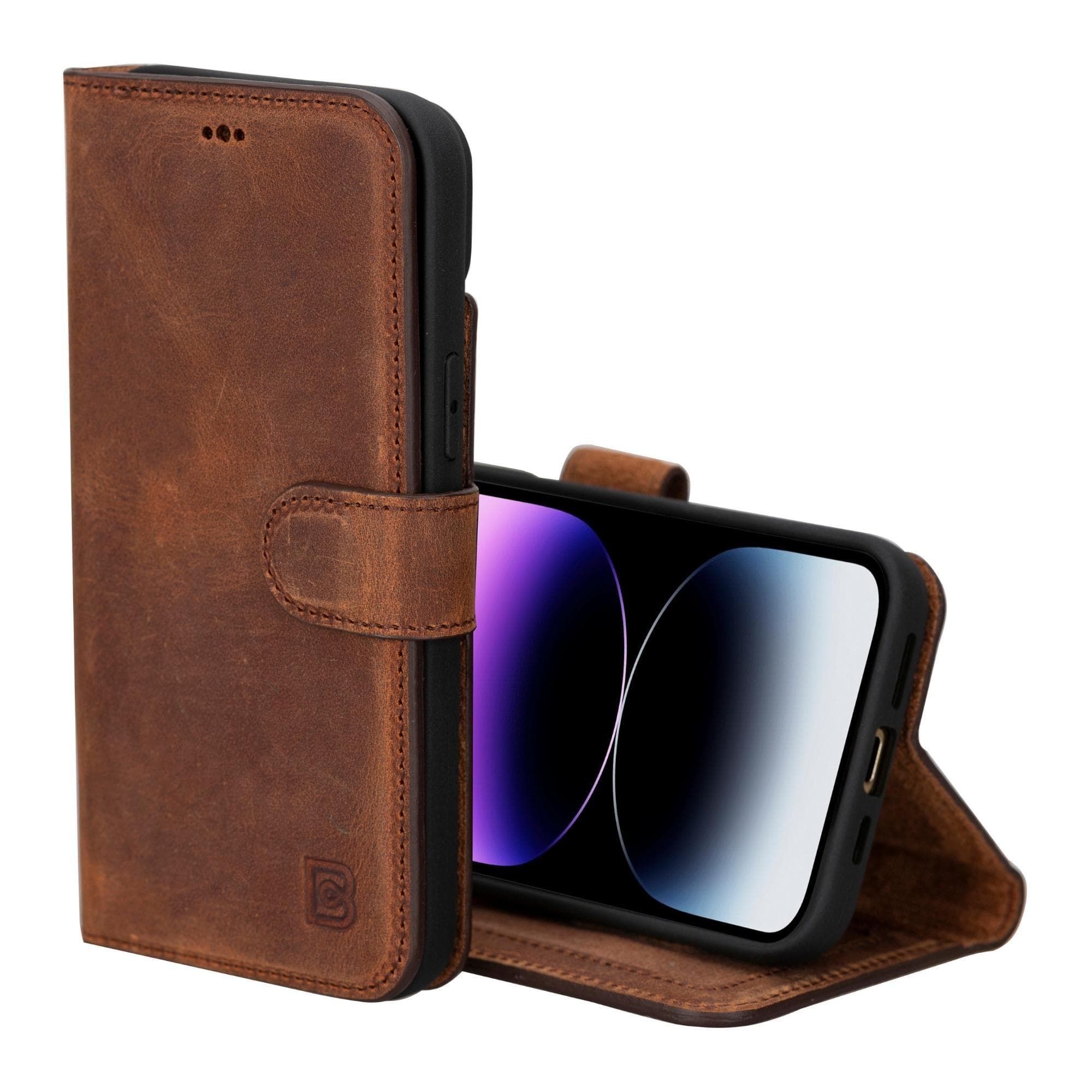 Magic iPhone 15 Series Detachable Genuine Leather Wallet Case