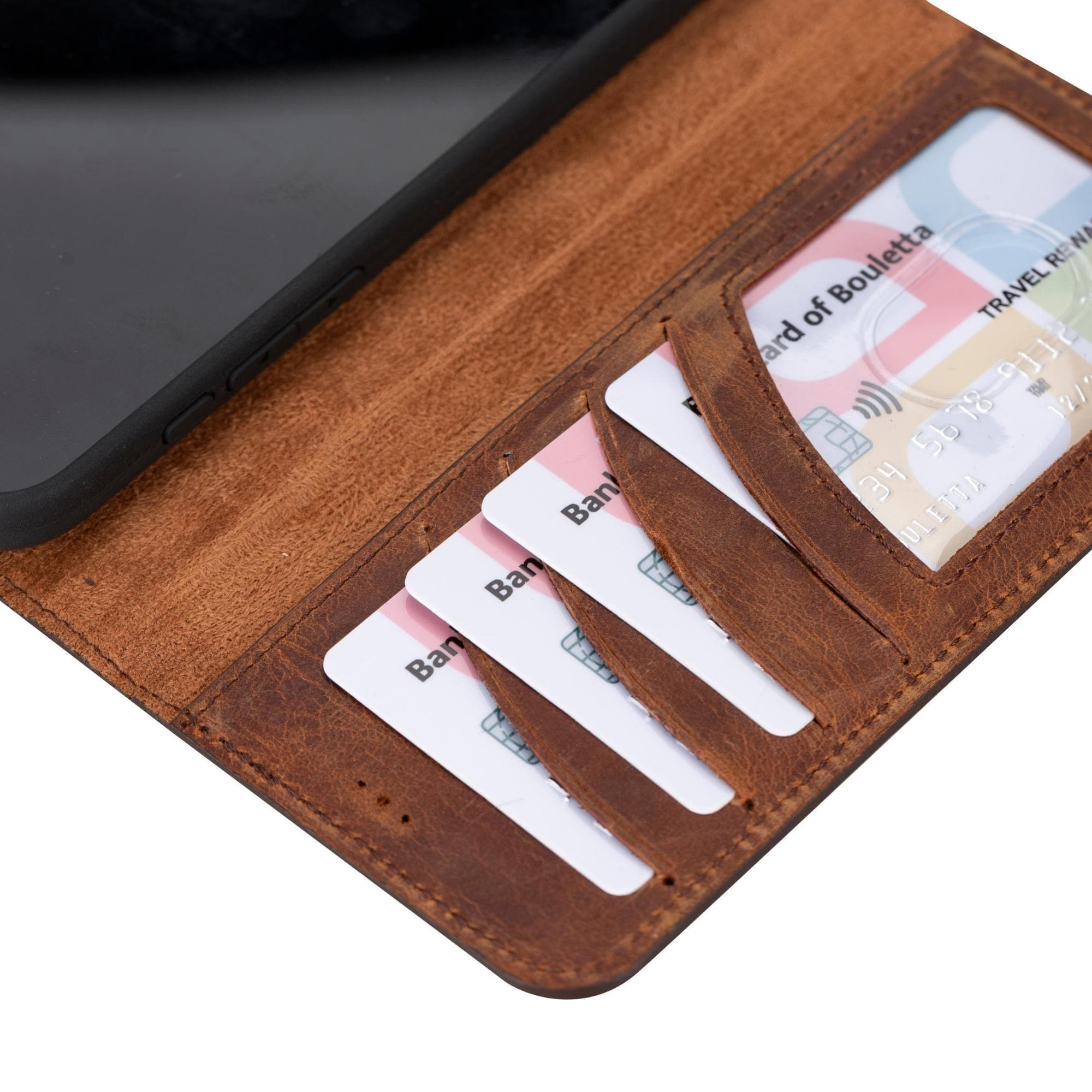 Magic iPhone 15 Series Detachable Genuine Leather Wallet Case