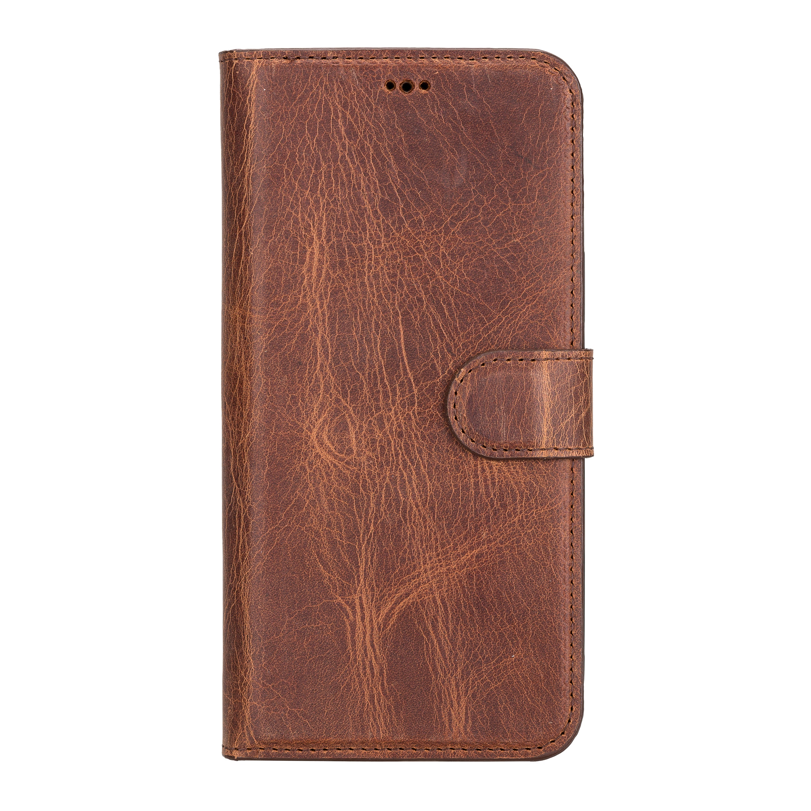 Magic Magnetic Detachable Leather Wallet Case for iPhone 12 Pro Max (6.7") - BROWN - saracleather