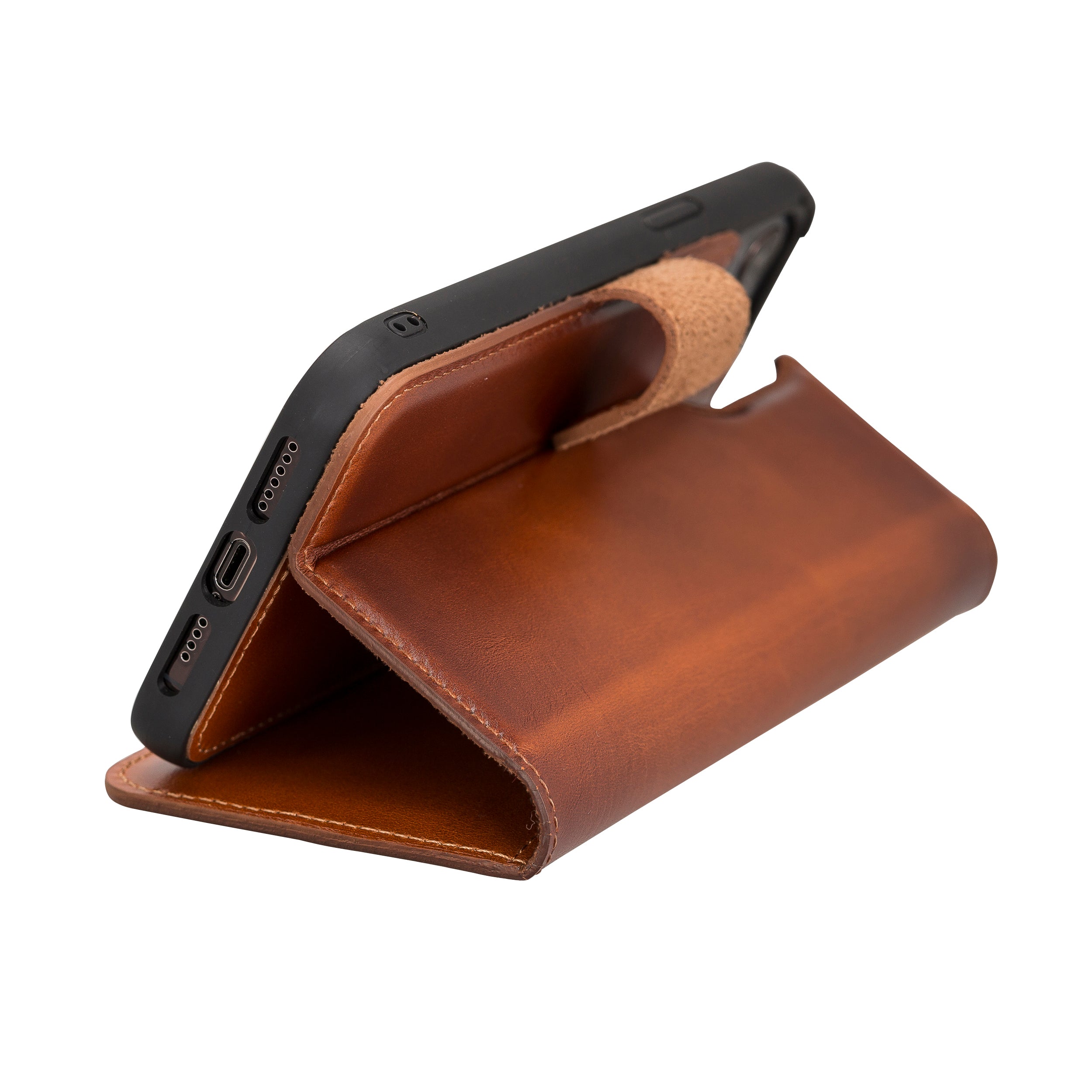 Magic Magnetic Detachable Leather Wallet Case for iPhone 12 Pro Max (6.7") - EFFECT BROWN - saracleather