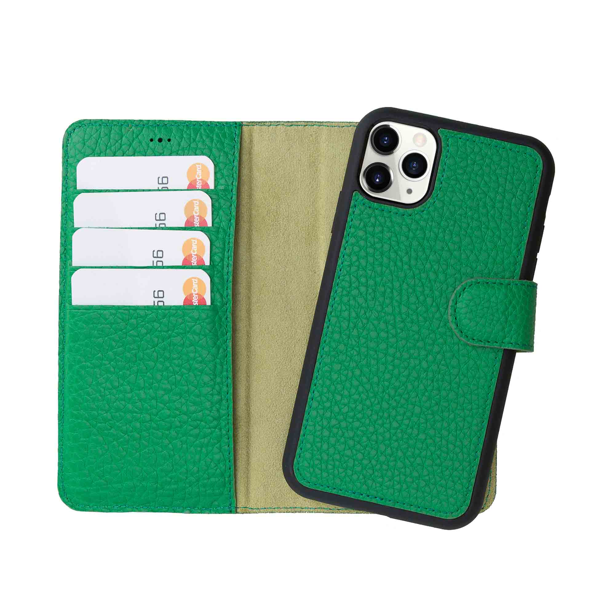 Magic Magnetic Detachable Leather Wallet Case for iPhone 11 Pro Max (6.5") - GREEN - saracleather