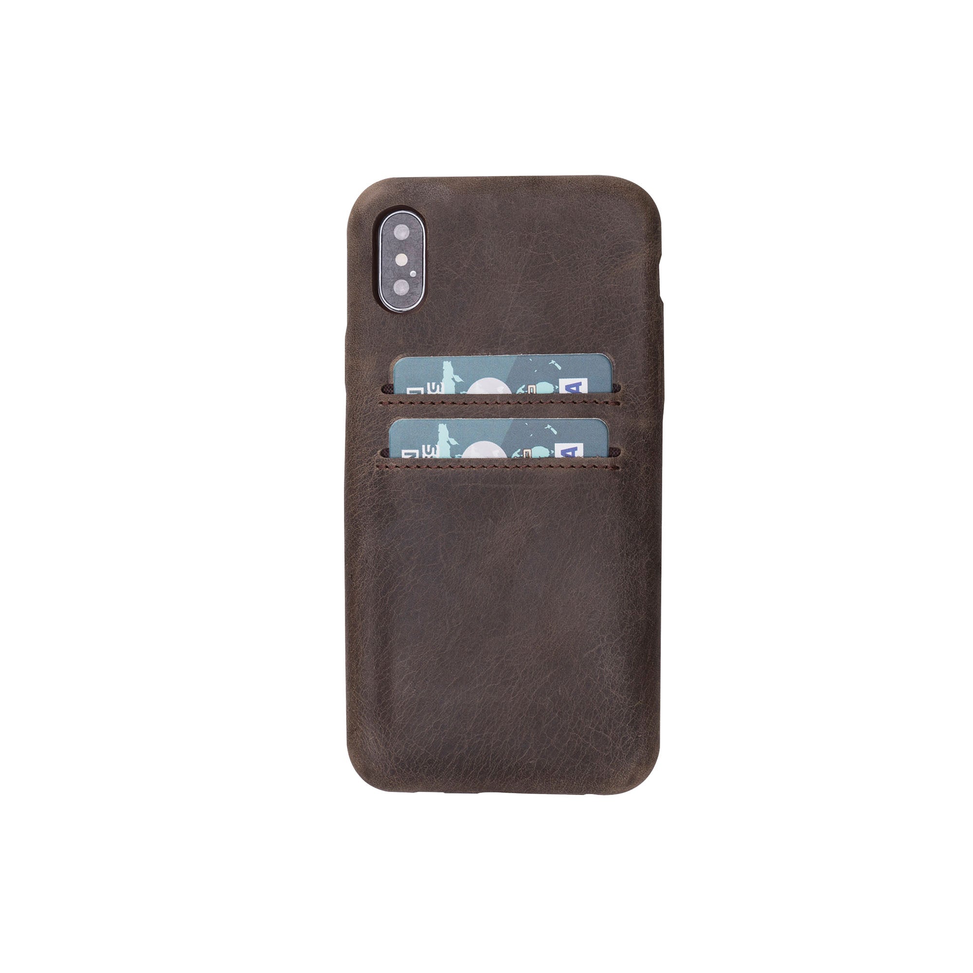 Ultra Cover CC Leather Case for iPhone X / XS (5.8") - BROWN - saracleather