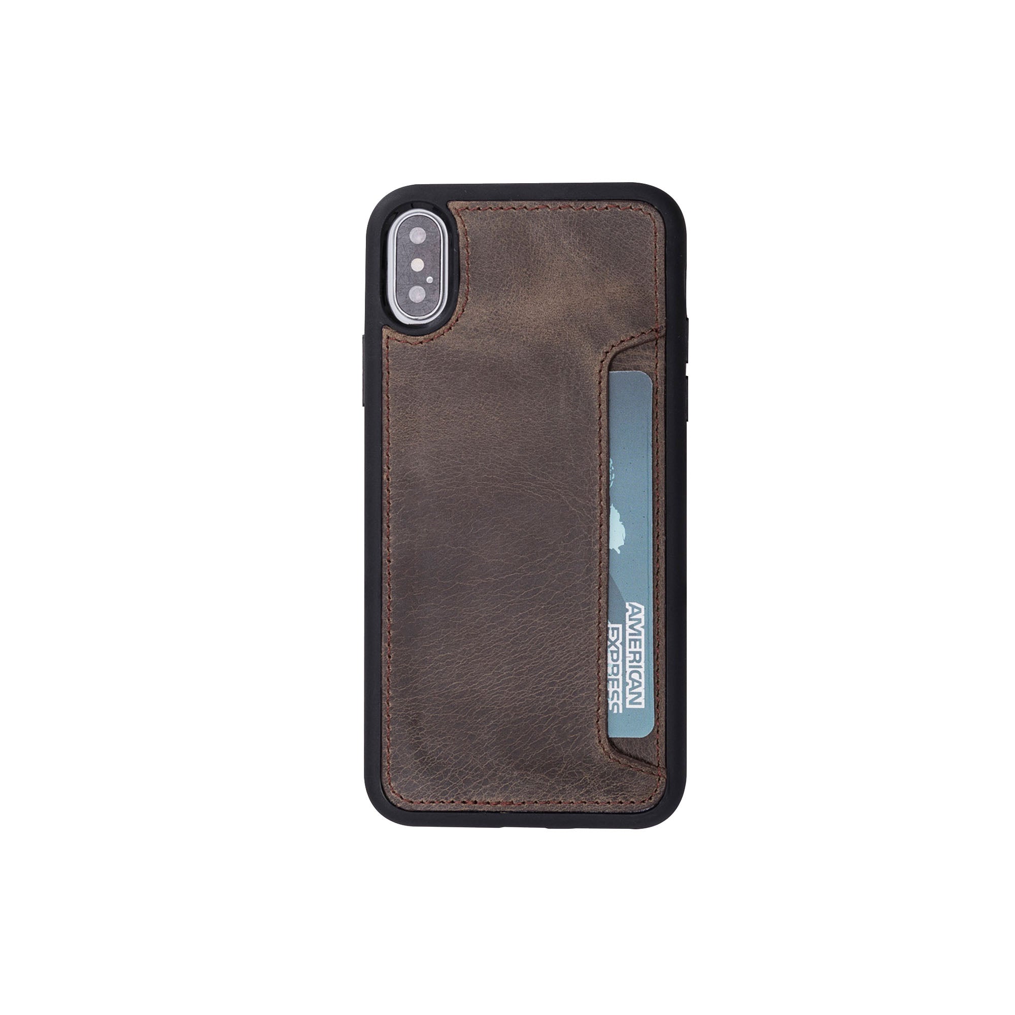 Flex Cover CC Leather Case for iPhone X / XS (5.8") - BROWN - saracleather