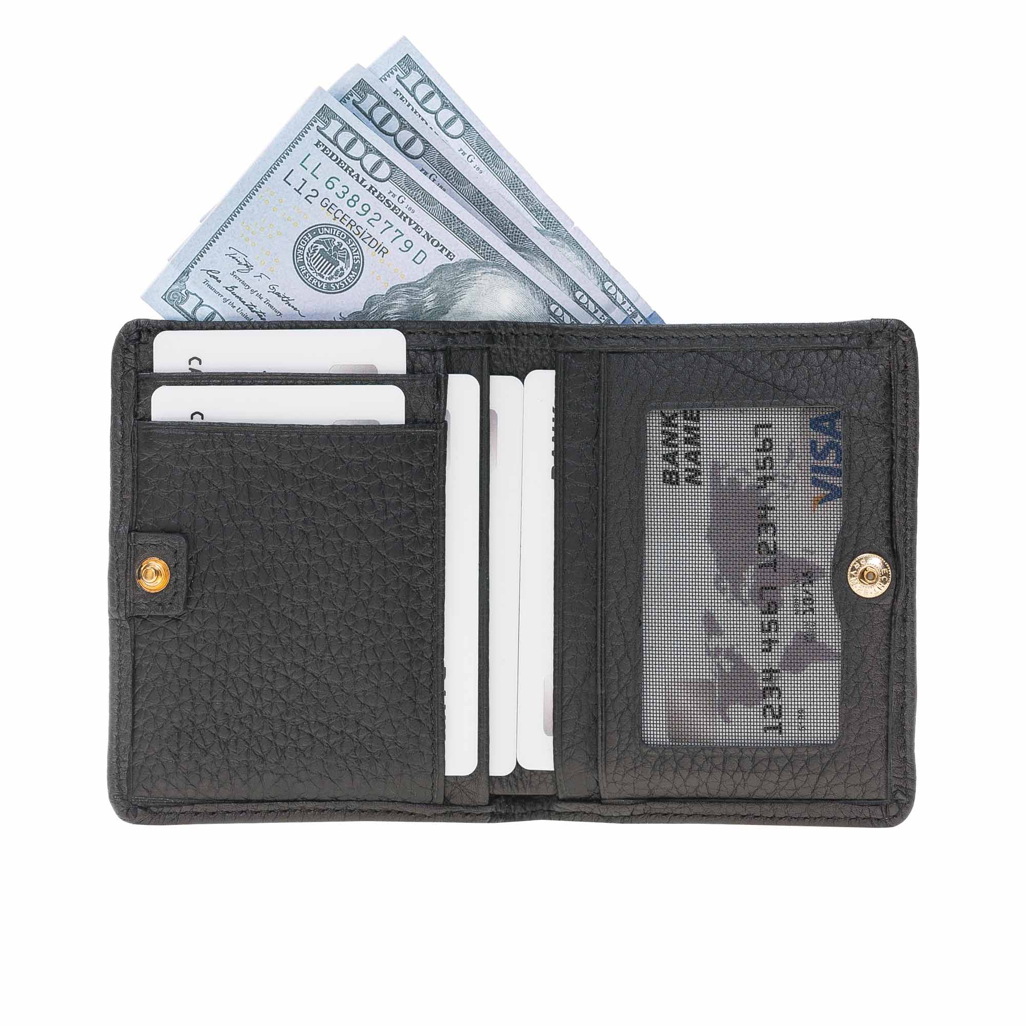 Fabio Leather Bifold Wallet - BLACK - saracleather