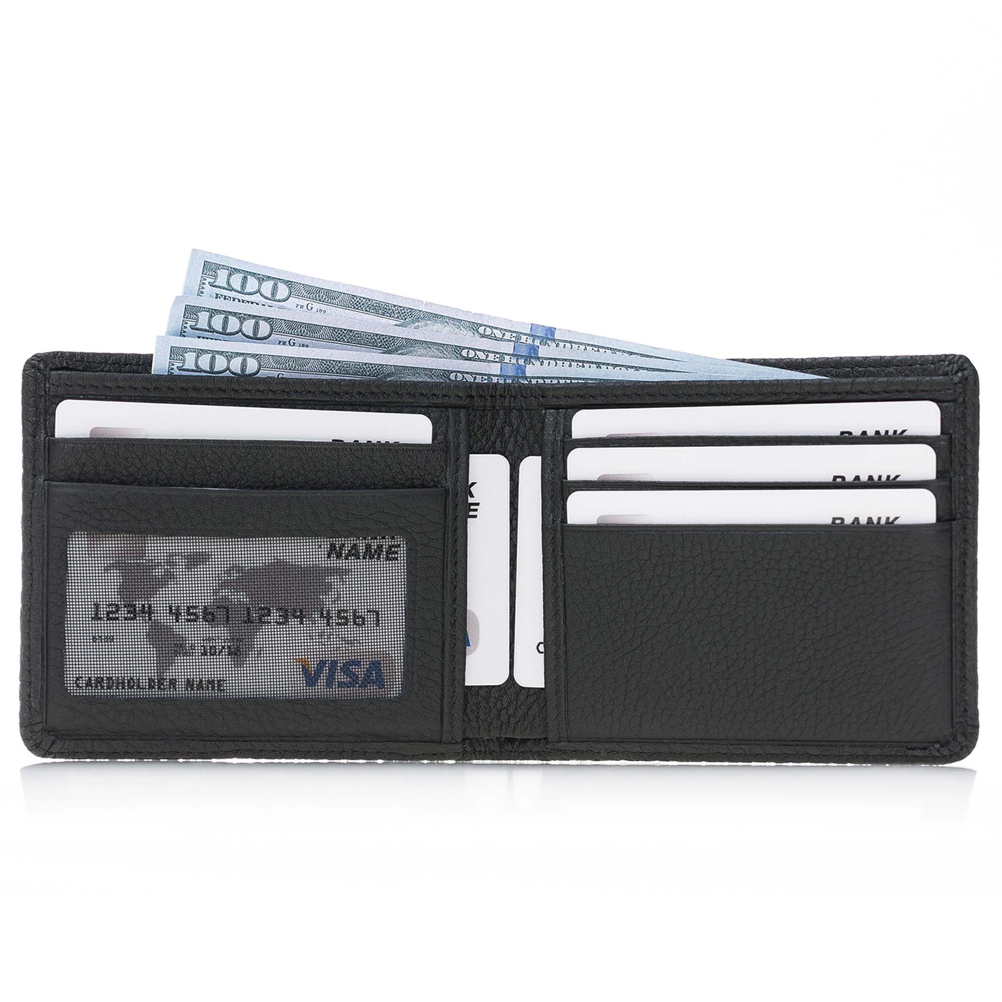 Pier Leather Men's Bifold Wallet - BLACK - saracleather