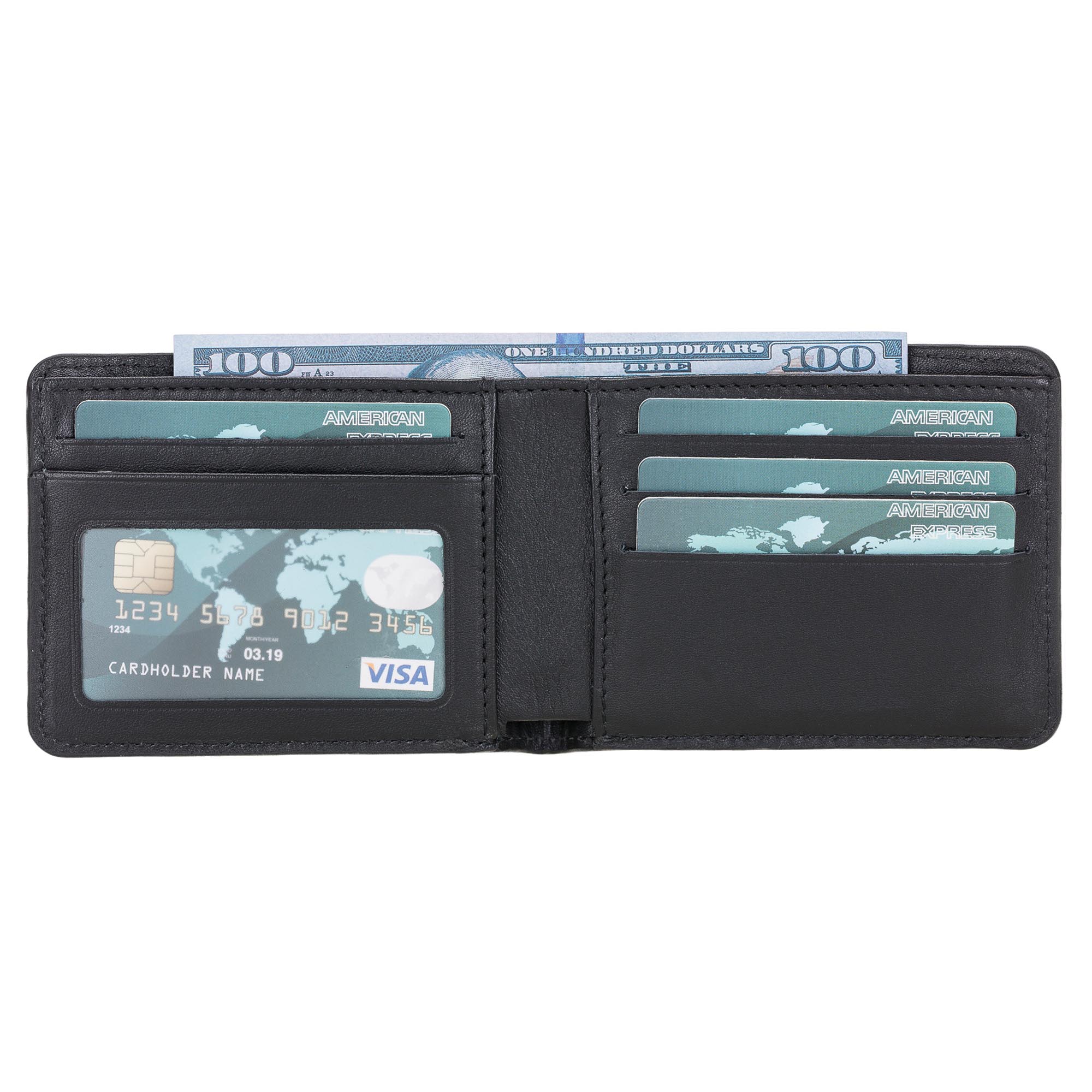 Pier Leather Men's Bifold Wallet - BLACK - saracleather