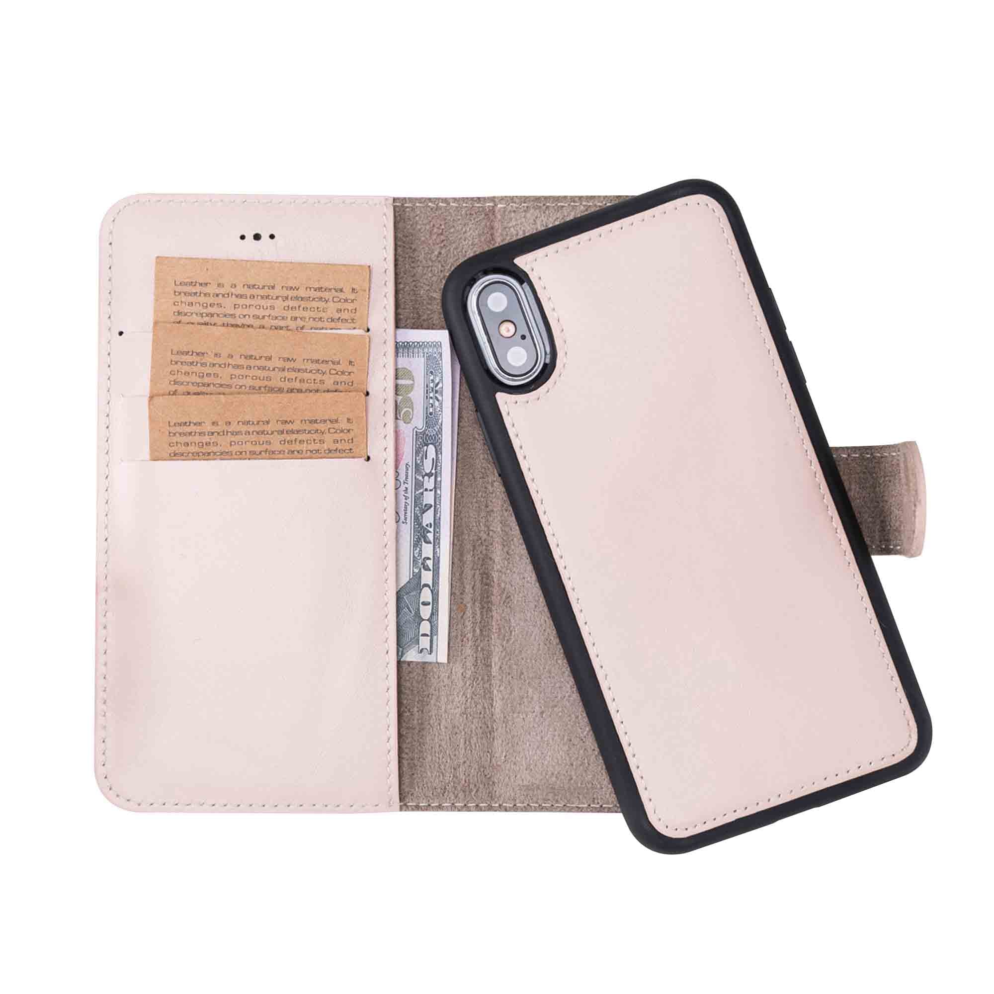 Magic Magnetic Detachable Leather Wallet Case for iPhone XS Max (6.5") - PINK - saracleather