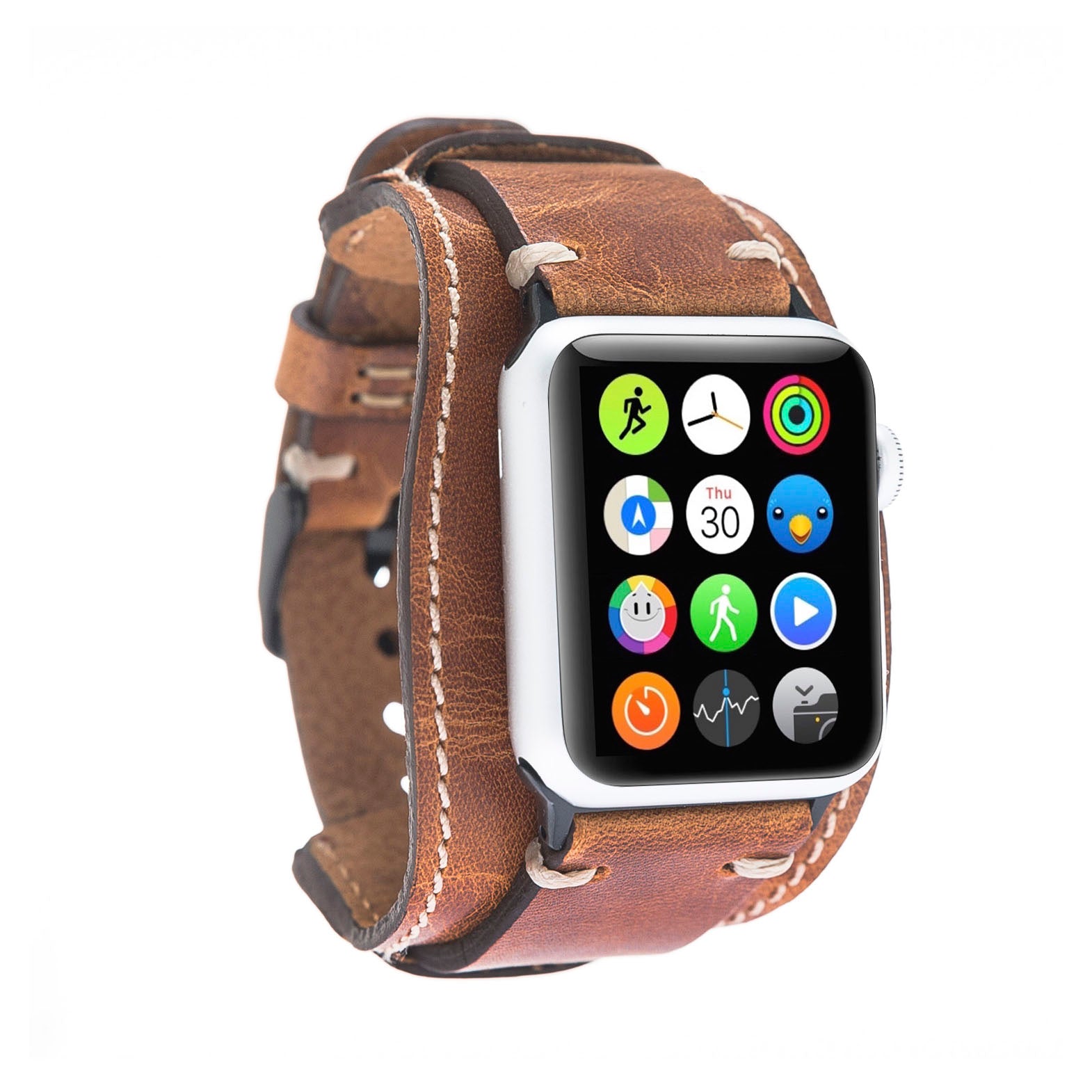 Cuff Strap: Full Grain Leather Band for Apple Watch - CAMEL - saracleather