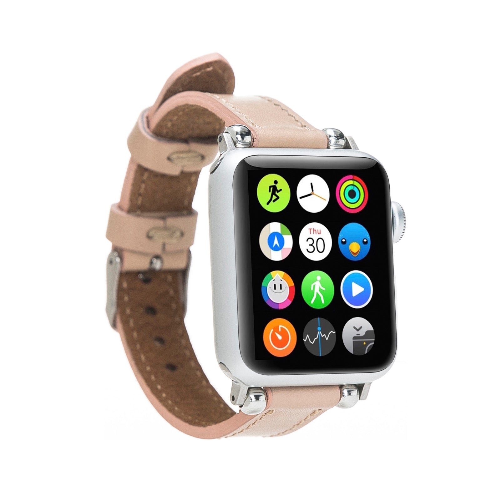 Ferro Strap - Full Grain Leather Band for Apple Watch - PINK - saracleather