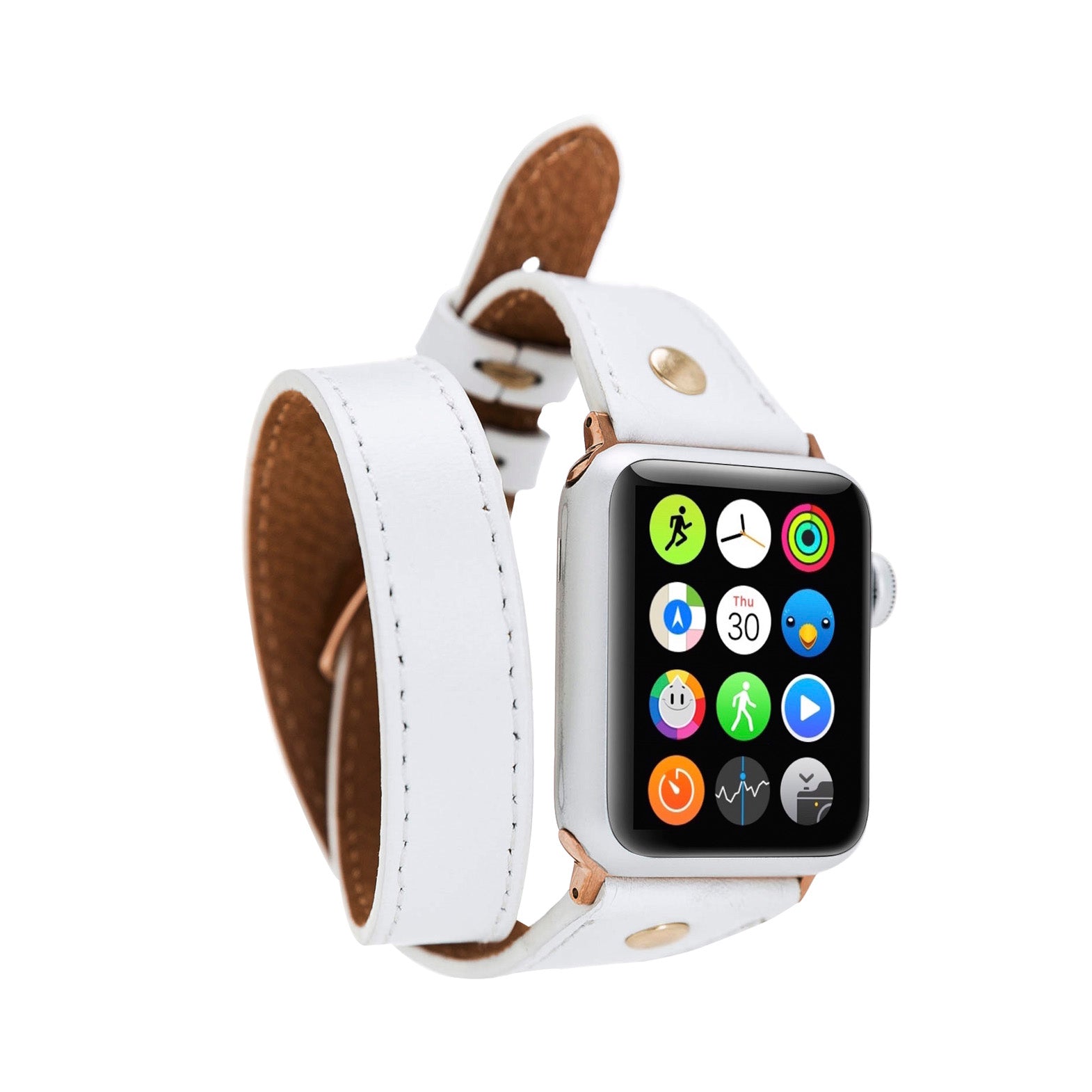 Slim Double Tour Strap: Full Grain Leather Band for Apple Watch 38mm / 40mm - WHITE - saracleather