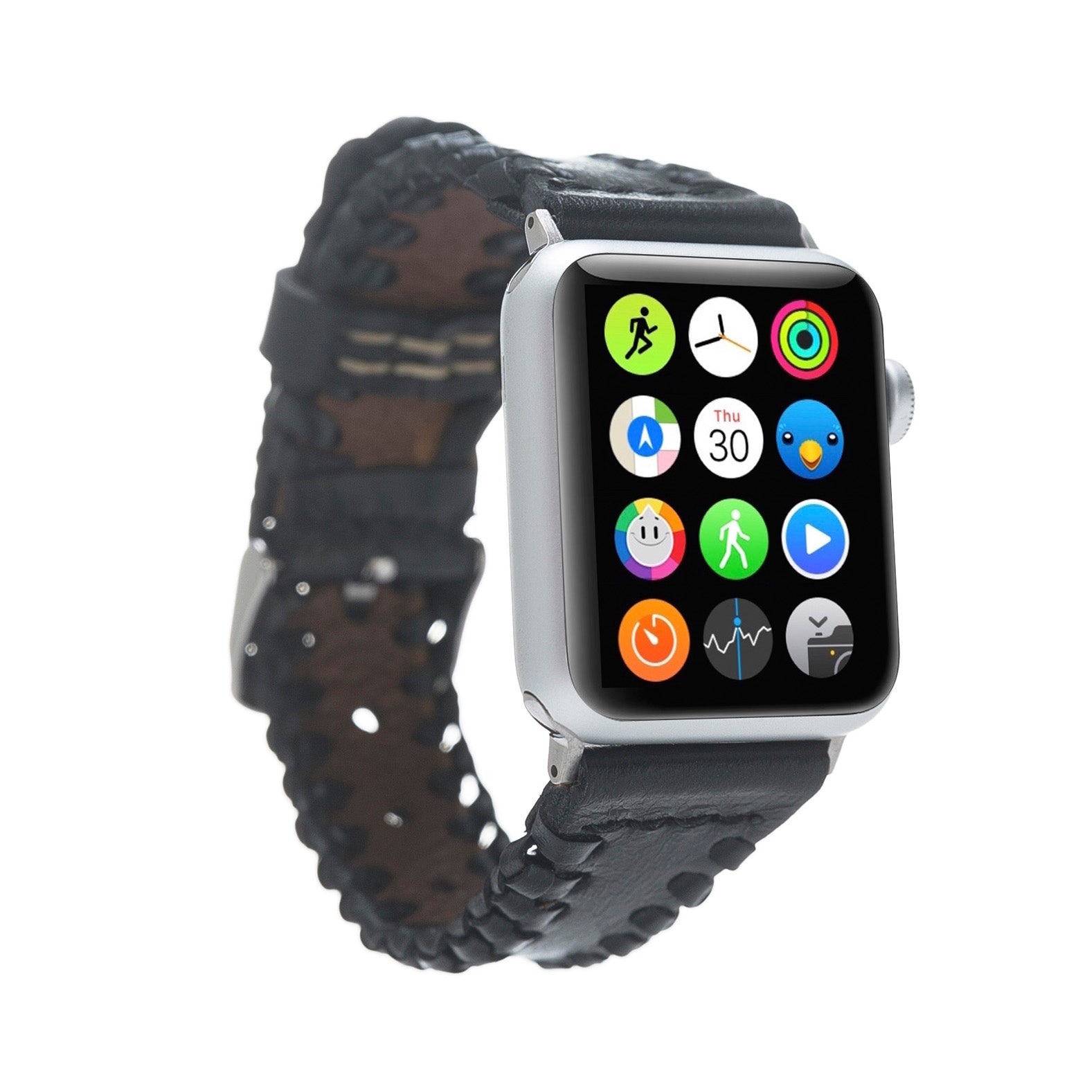 Full Grain Leather Band for Apple Watch - BLACK - saracleather