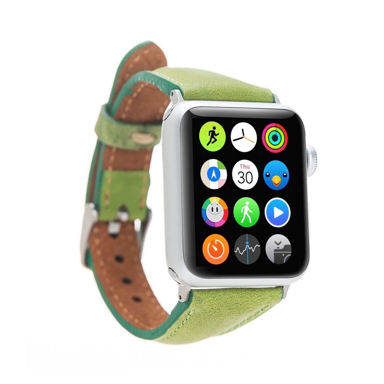 Slim Strap - Full Grain Leather Band for Apple Watch 38mm / 40mm - GREEN - saracleather