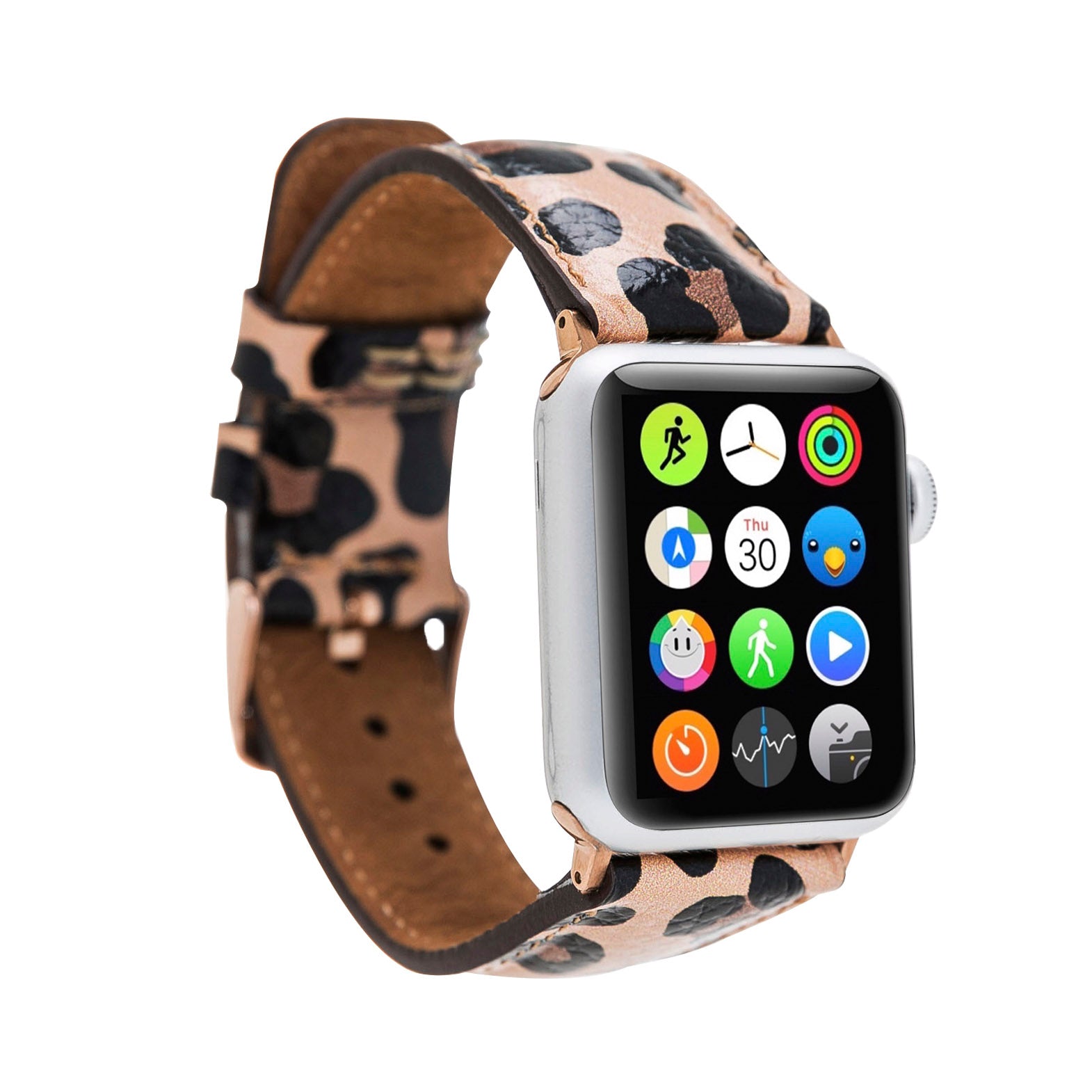 Full Grain Leather Band for Apple Watch - LEOPARD PATTERNED - saracleather