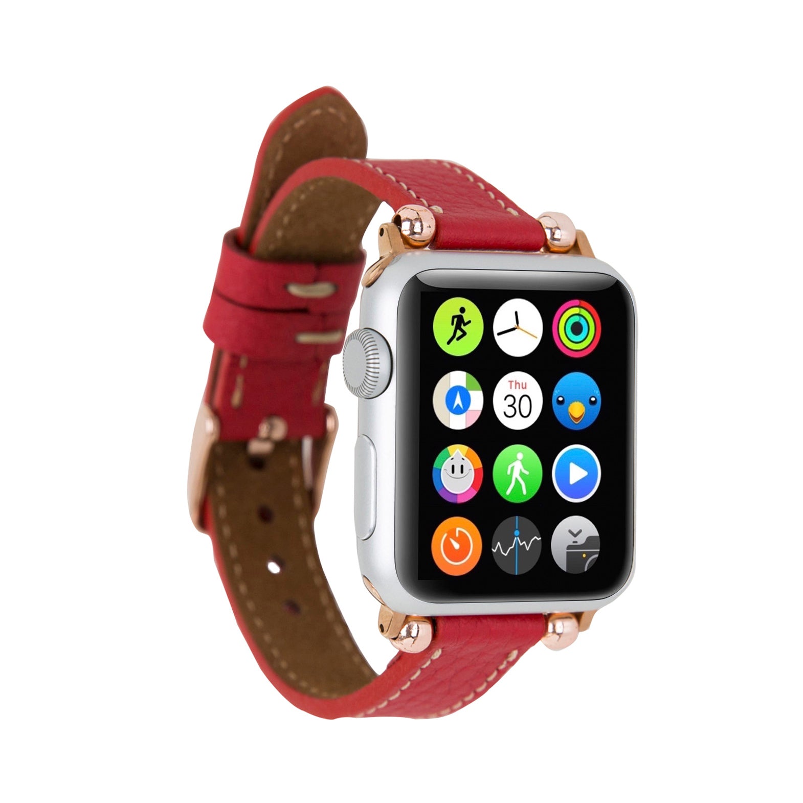 Ferro Strap - Full Grain Leather Band for Apple Watch - RED - saracleather