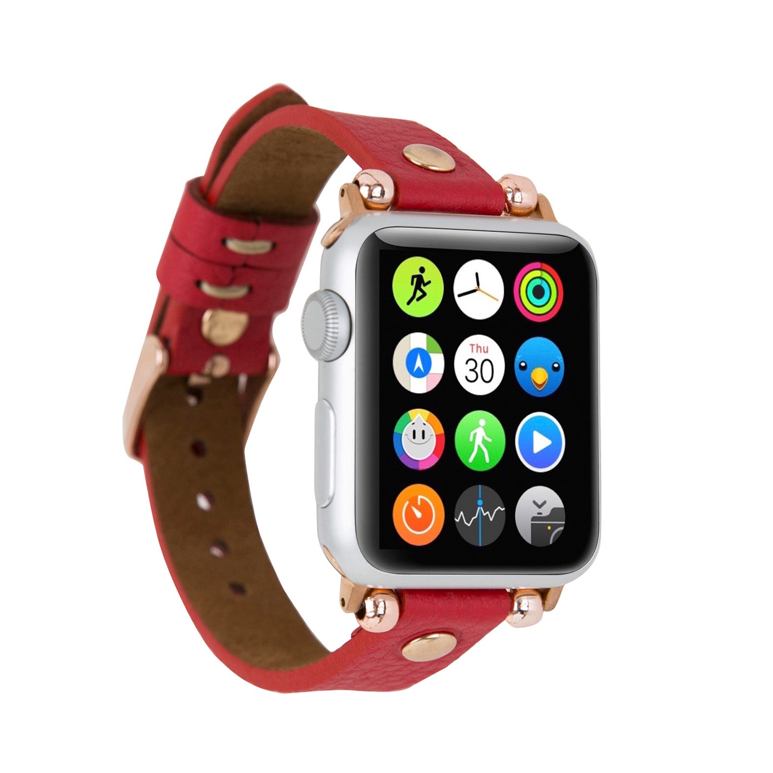 Ferro Strap - Full Grain Leather Band for Apple Watch - RED - saracleather