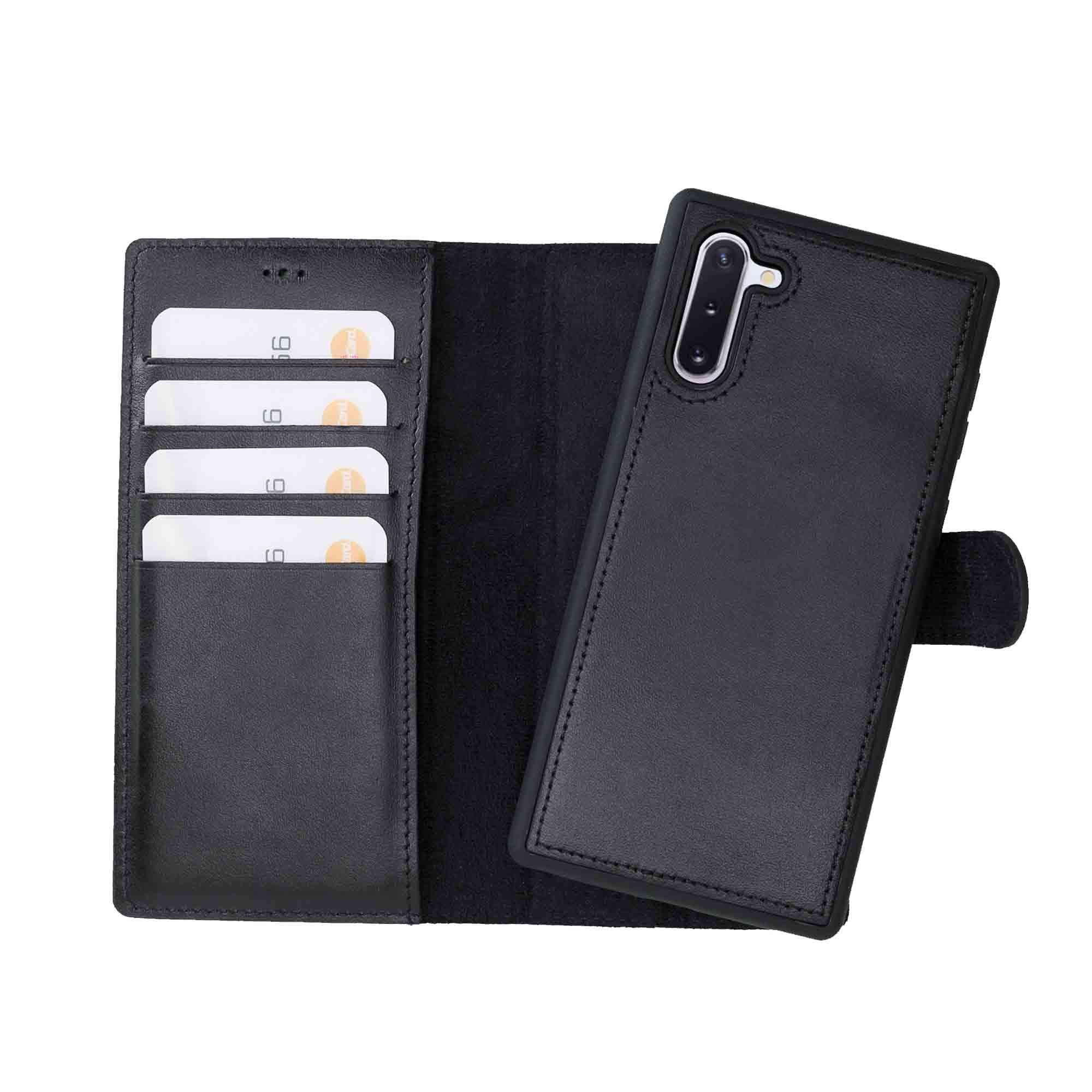 Magic Magnetic Detachable Leather Wallet Case for Samsung Galaxy Note 10 - BLACK - saracleather