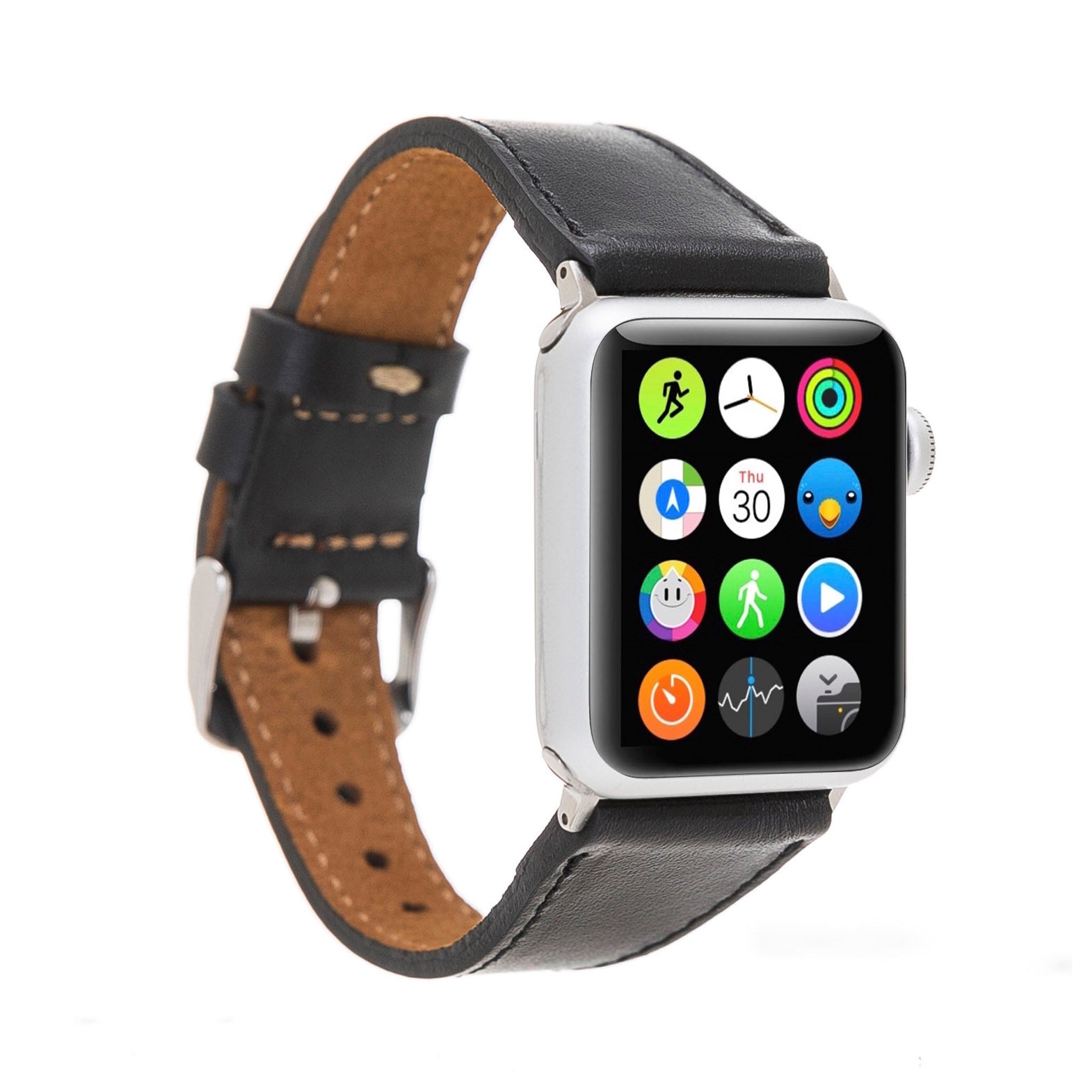 Full Grain Leather Band for Apple Watch - BLACK - saracleather